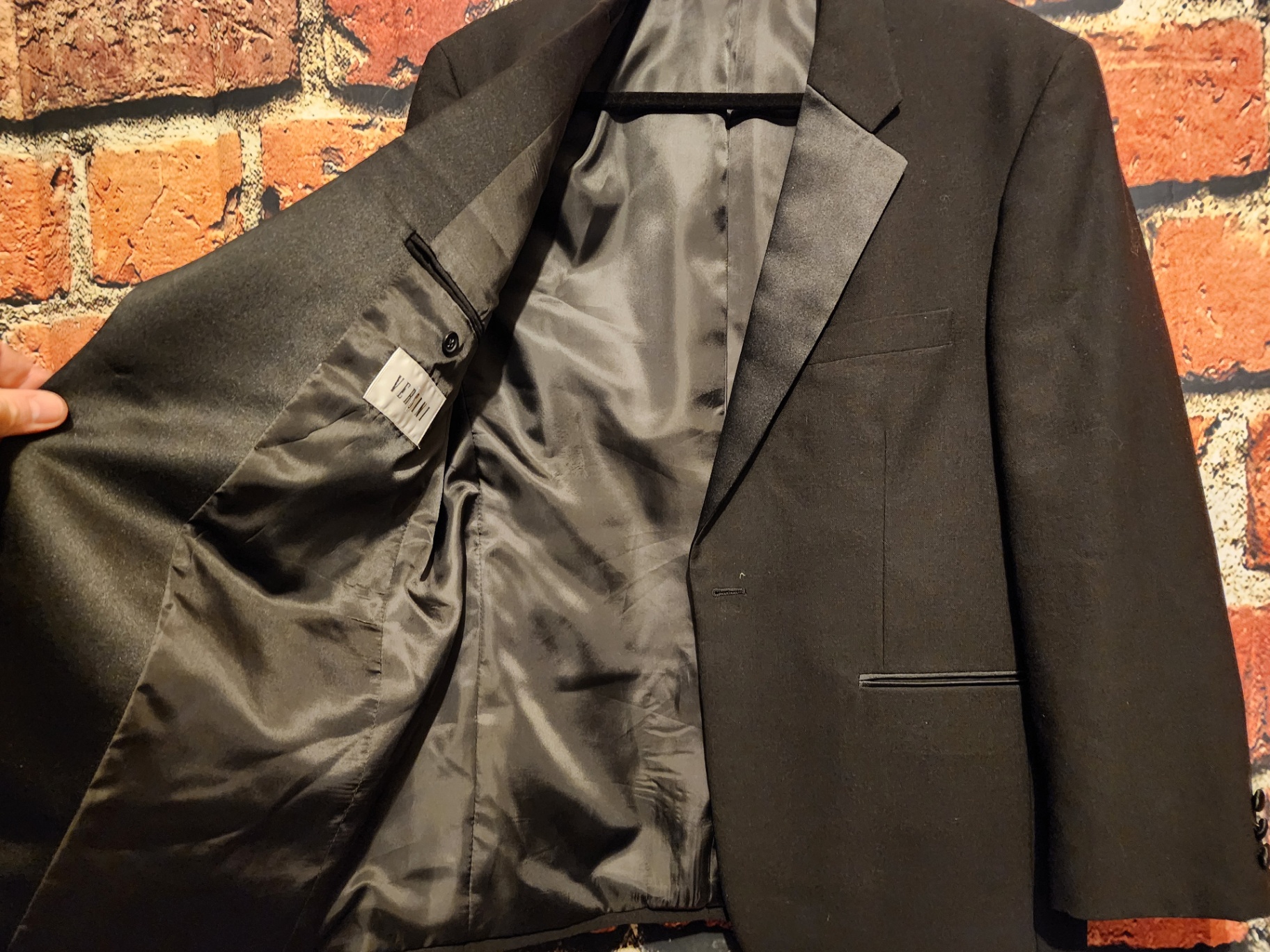 Versini black tuxedo with satin lapels and matching pants - image 5 of 12