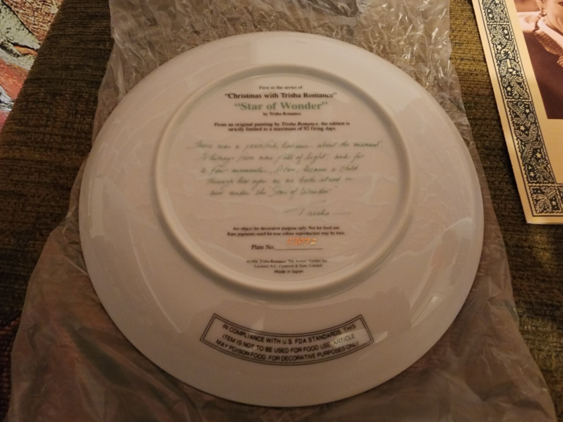 Trisha Romance Star of Wonder decorative plate with COA - image 4 of 7