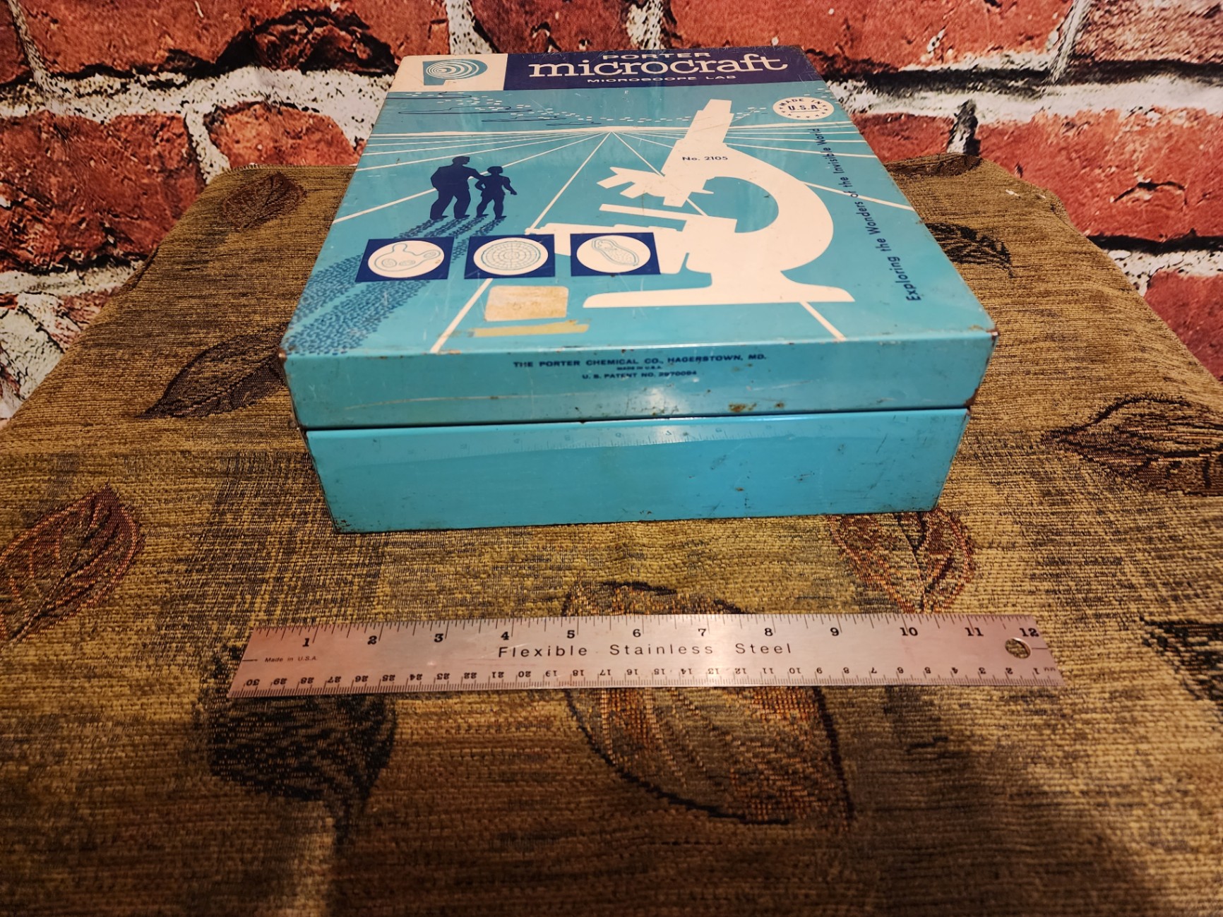 Teal metal storage box and Porter Microcraft microscope lab box - image 5 of 8