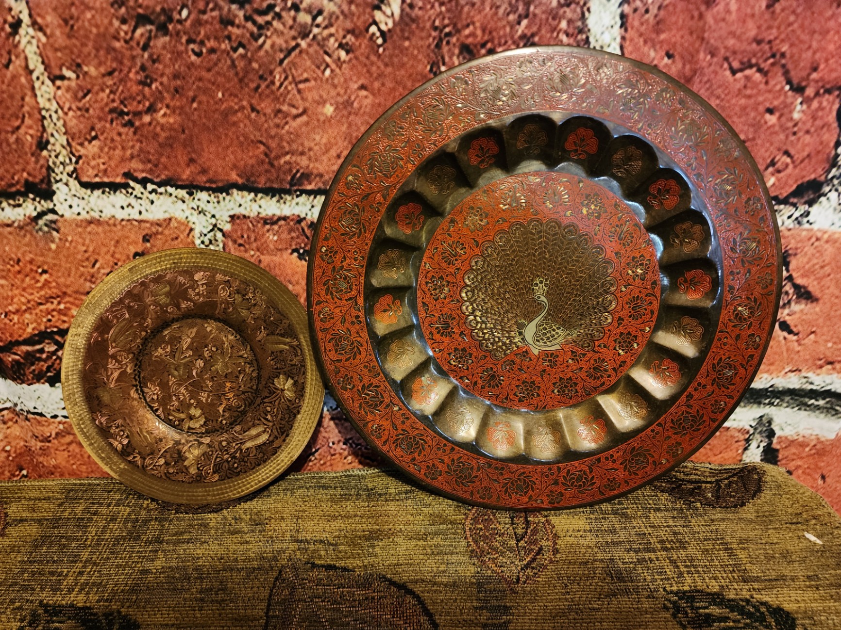 Decorative Peacock Motif Metal Plates - image 1 of 8