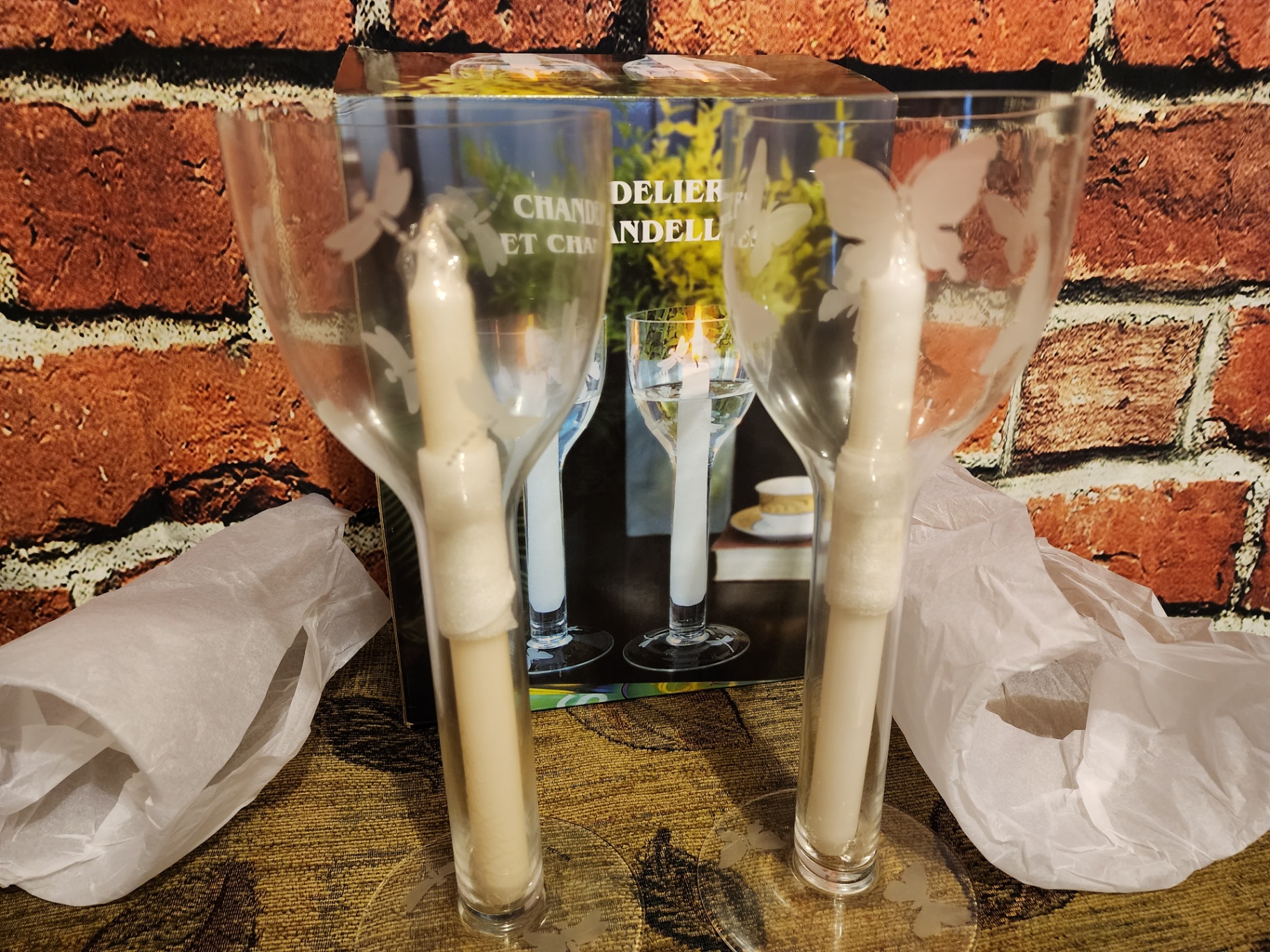 Floating candle holders and candles (set of two) - image 3 of 9