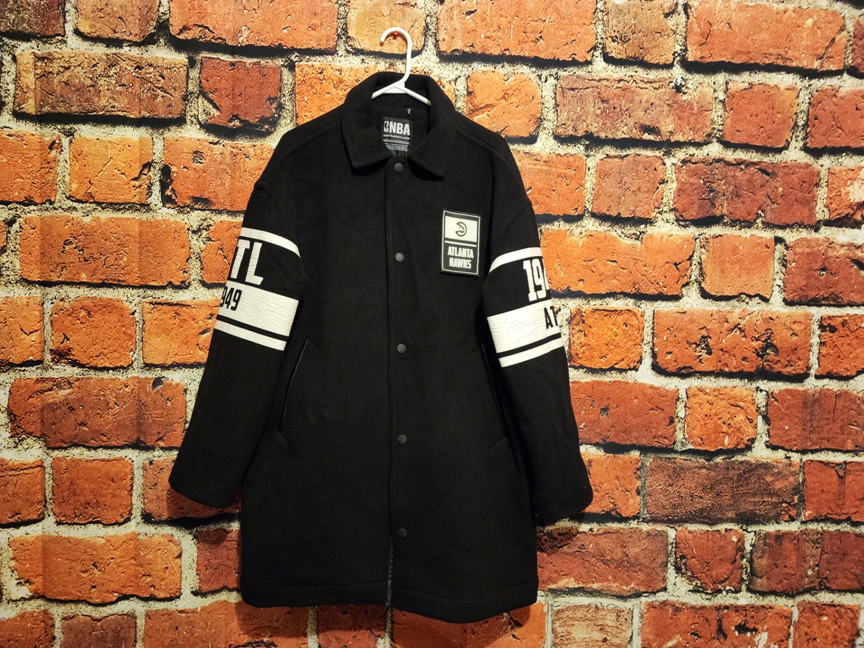 Black Atlanta Hawks varsity jacket ( Size L ) - image 1 of 13