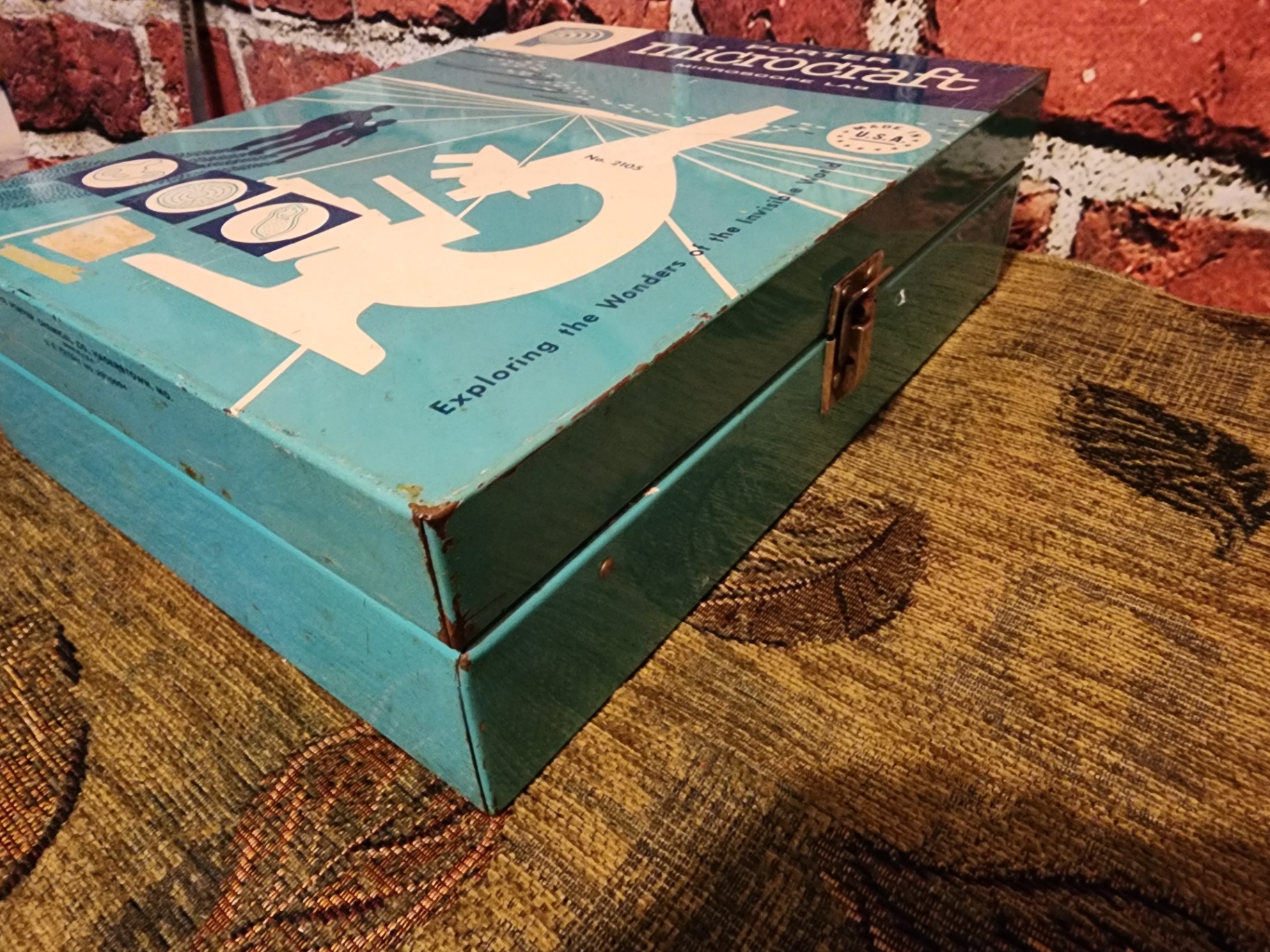 Teal metal storage box and Porter Microcraft microscope lab box - image 6 of 8