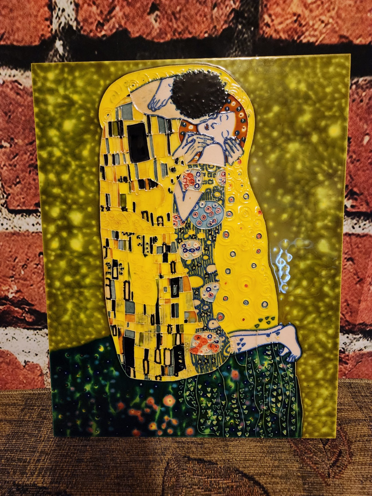 Klimt The Kiss glazed tile wall art - image 1 of 4
