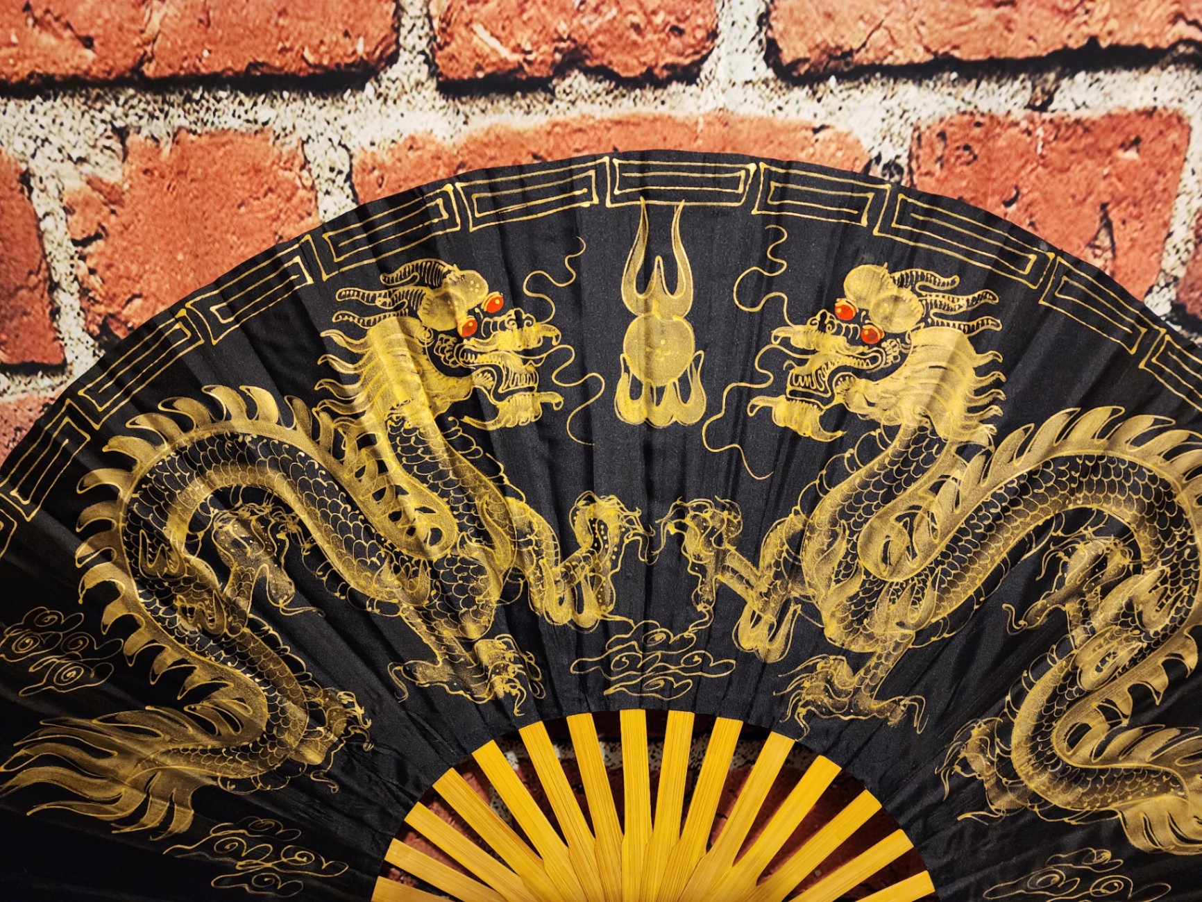 Black and Gold Dragon Folding Fan - image 7 of 10