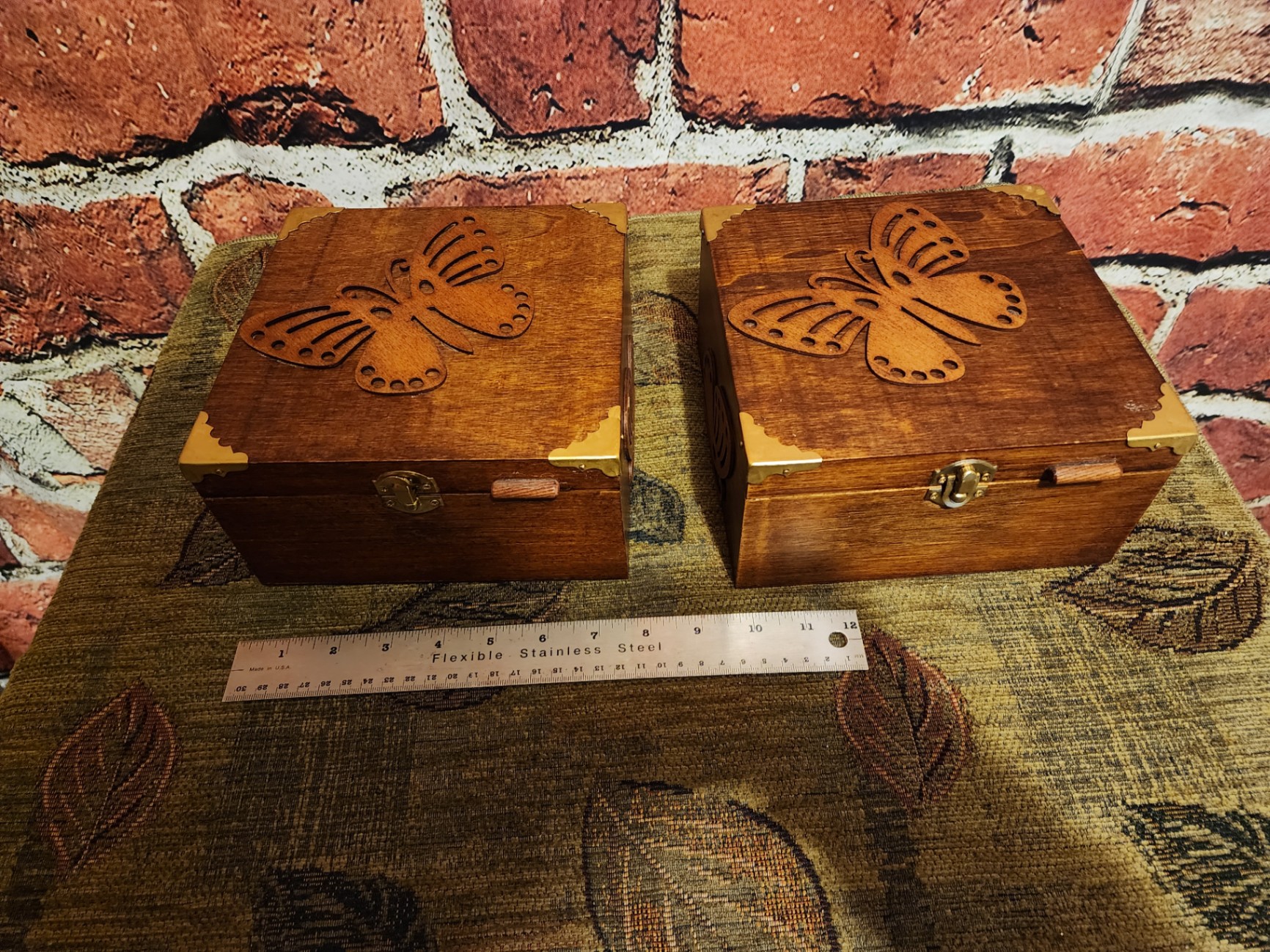 Pair of wooden butterfly-decorated boxes - image 8 of 8