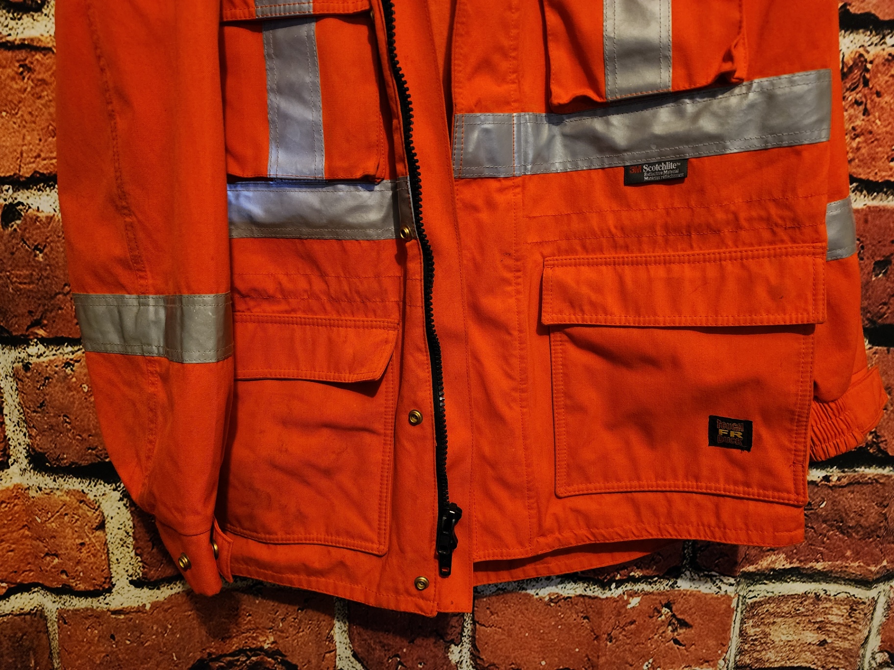 Orange high-visibility safety jacket with reflective strips - image 7 of 13