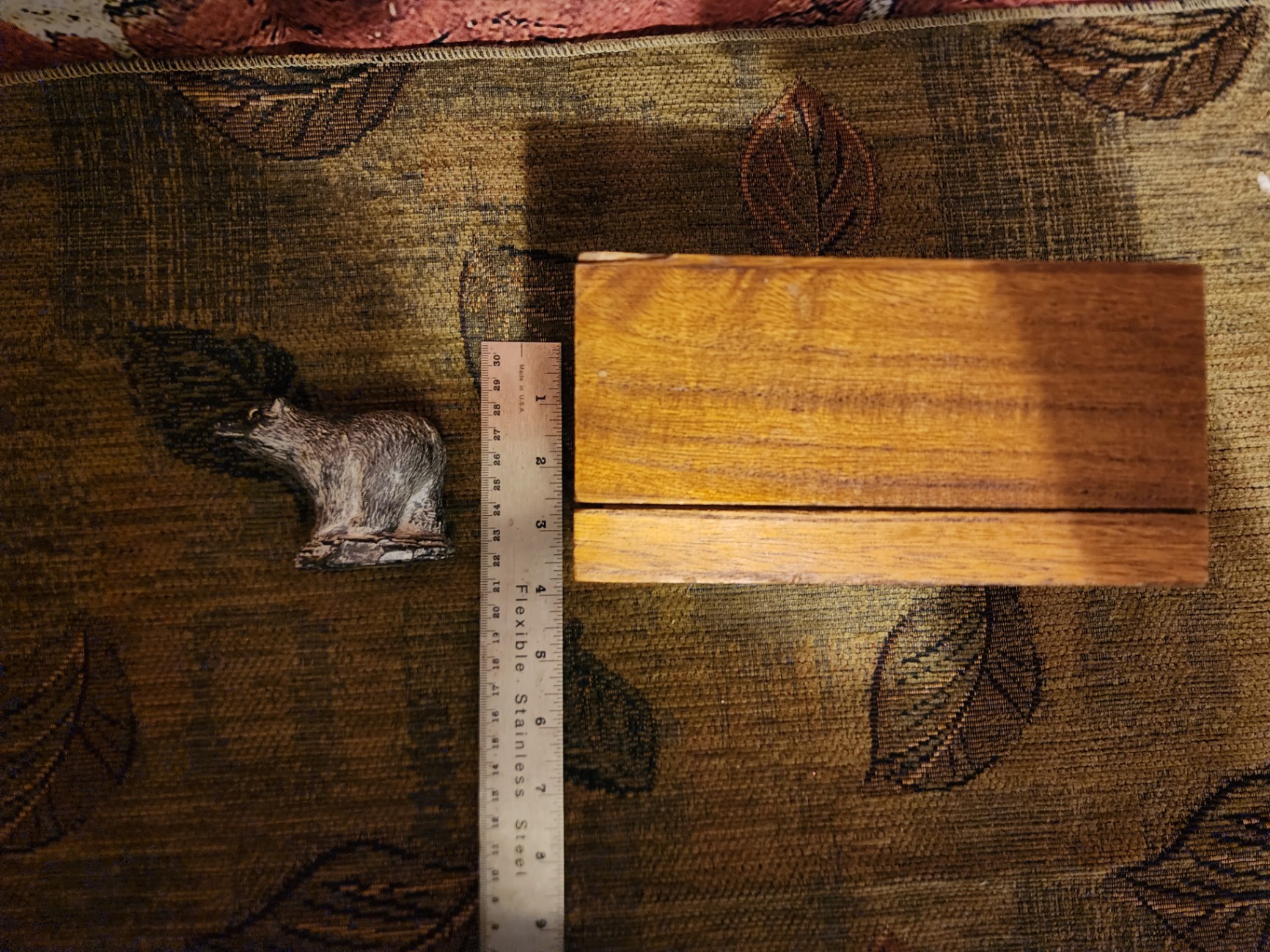 Hand Carved Star Marble Stone Box, Bear Figurine, and Ruler - image 5 of 6