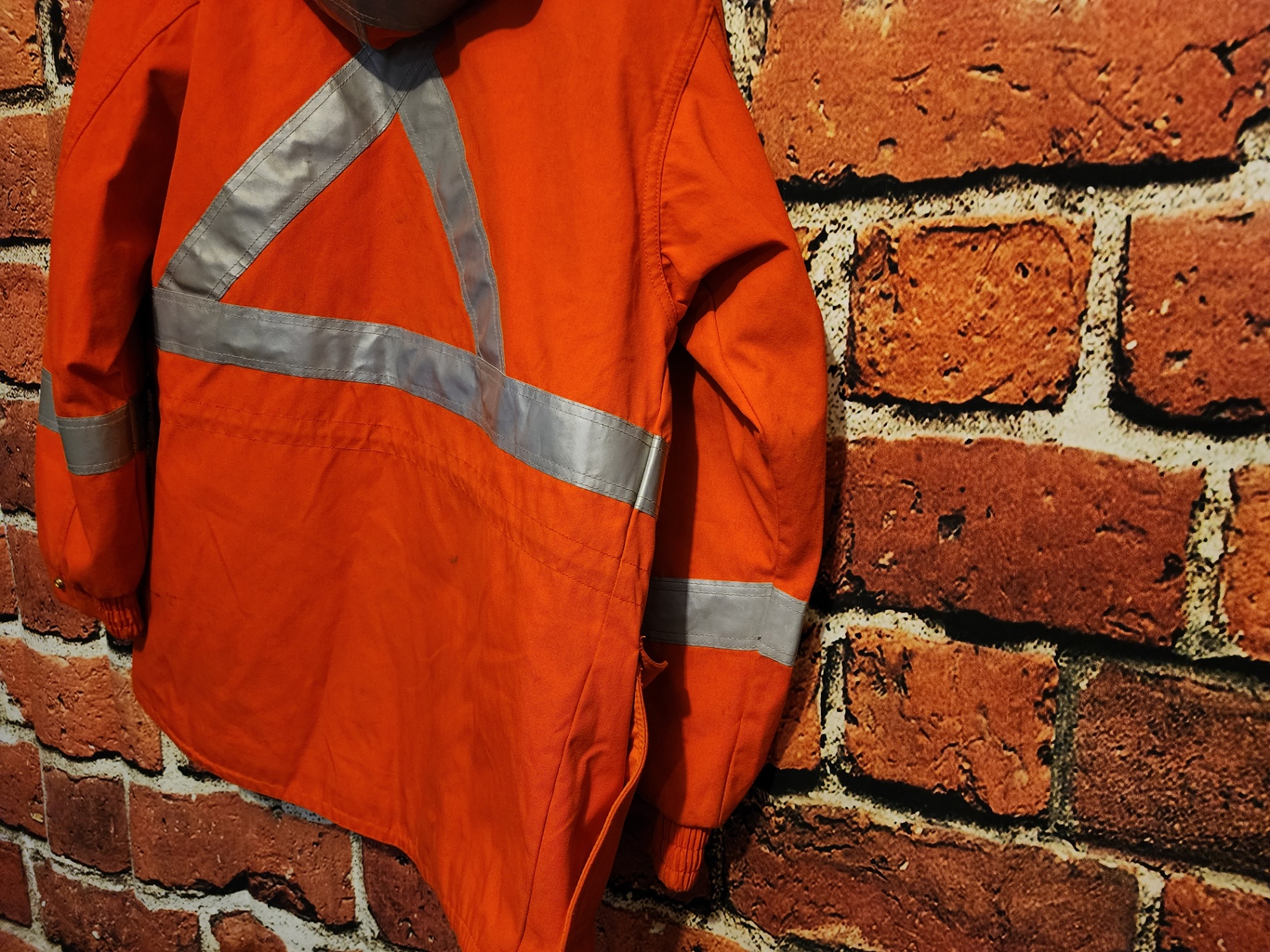Orange high-visibility safety jacket with reflective strips - image 8 of 13