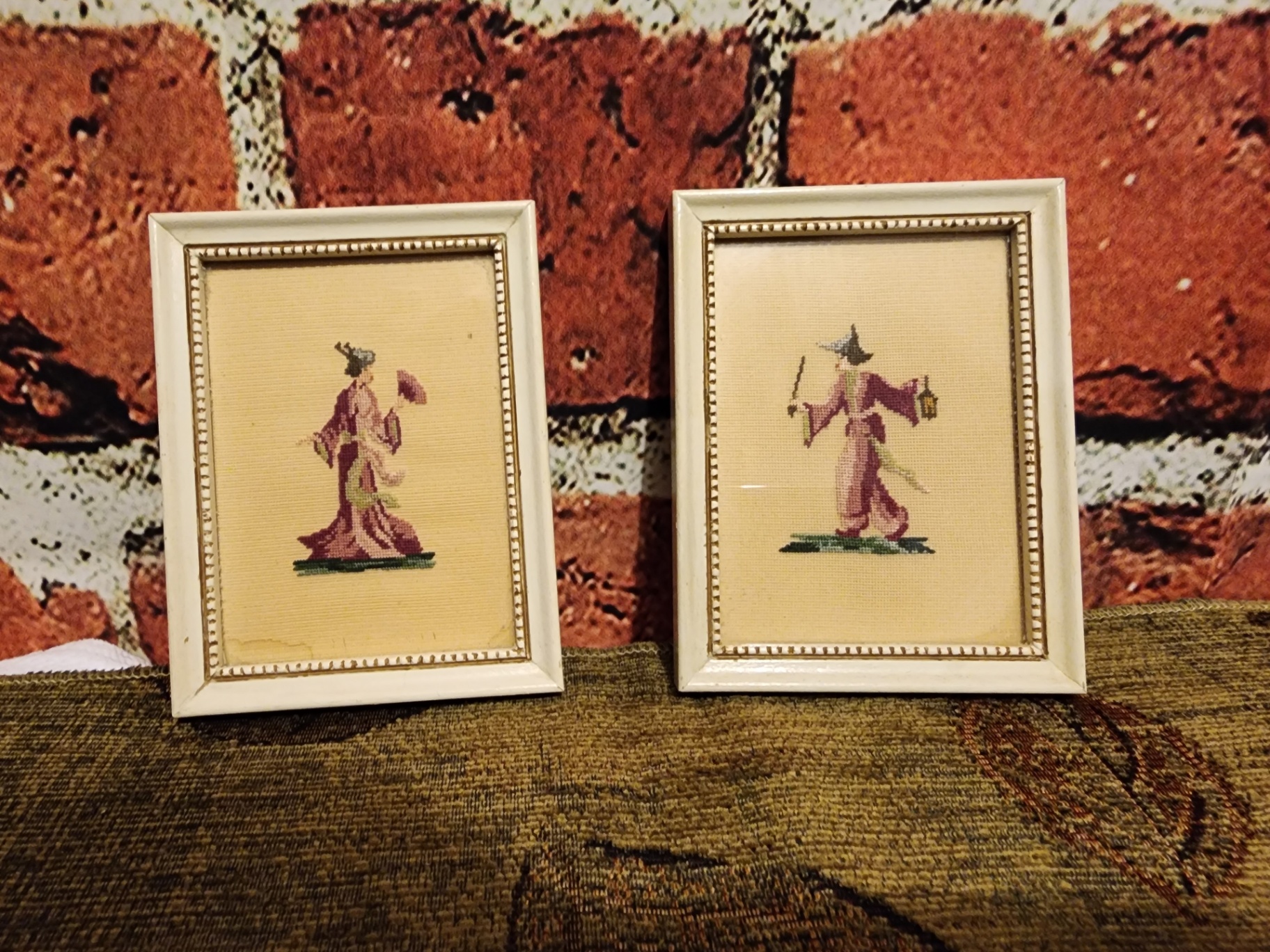 Two small framed cross-stitch pictures - image 1 of 6