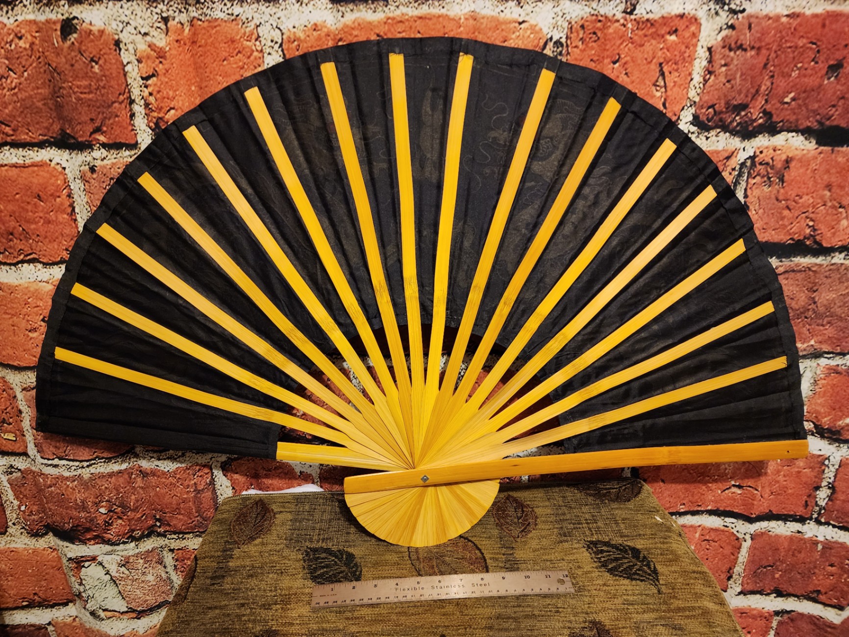 Black and Gold Dragon Folding Fan - image 9 of 10