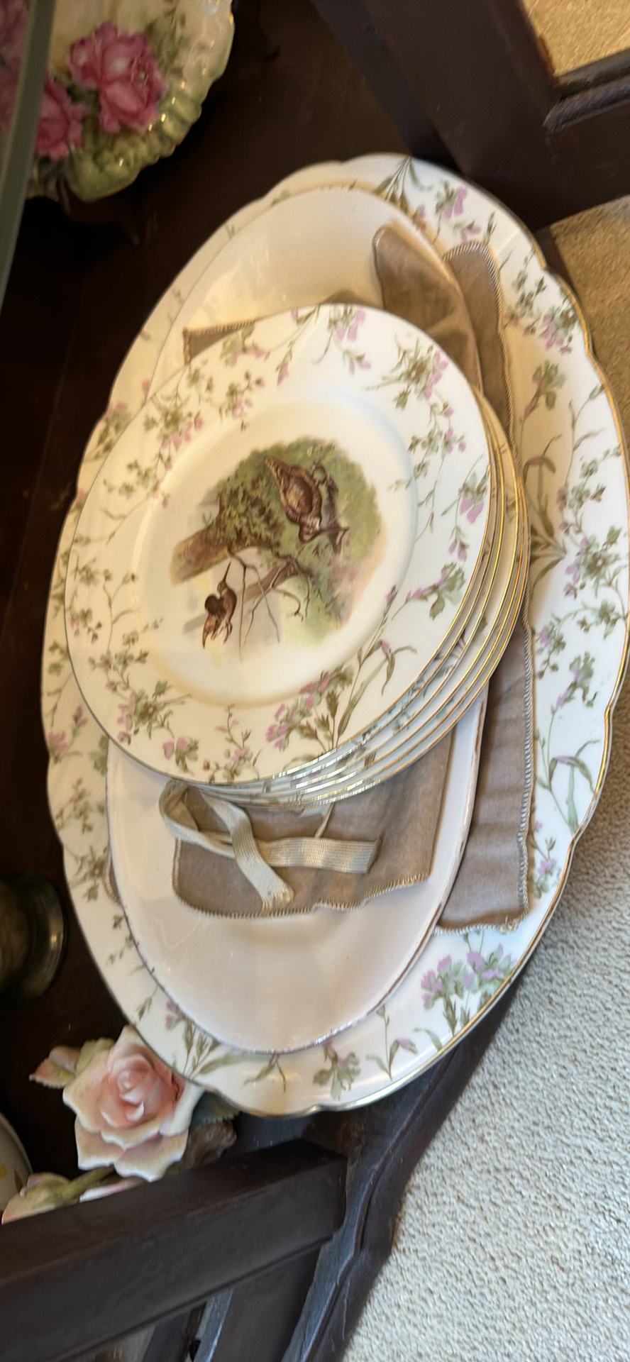 Assorted Decorative China Plates, Teapot, Vase, and Floral Platter - image 1 of 4