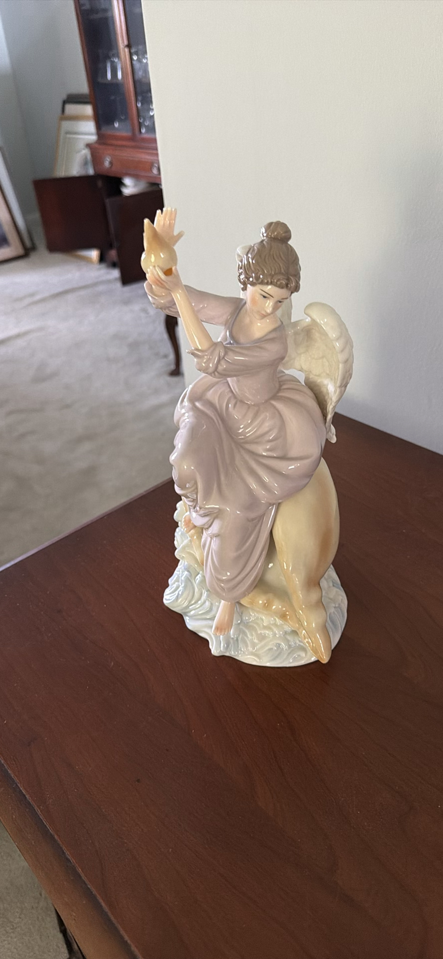 Porcelain Angel Figurine on Dolphin Base - image 2 of 3