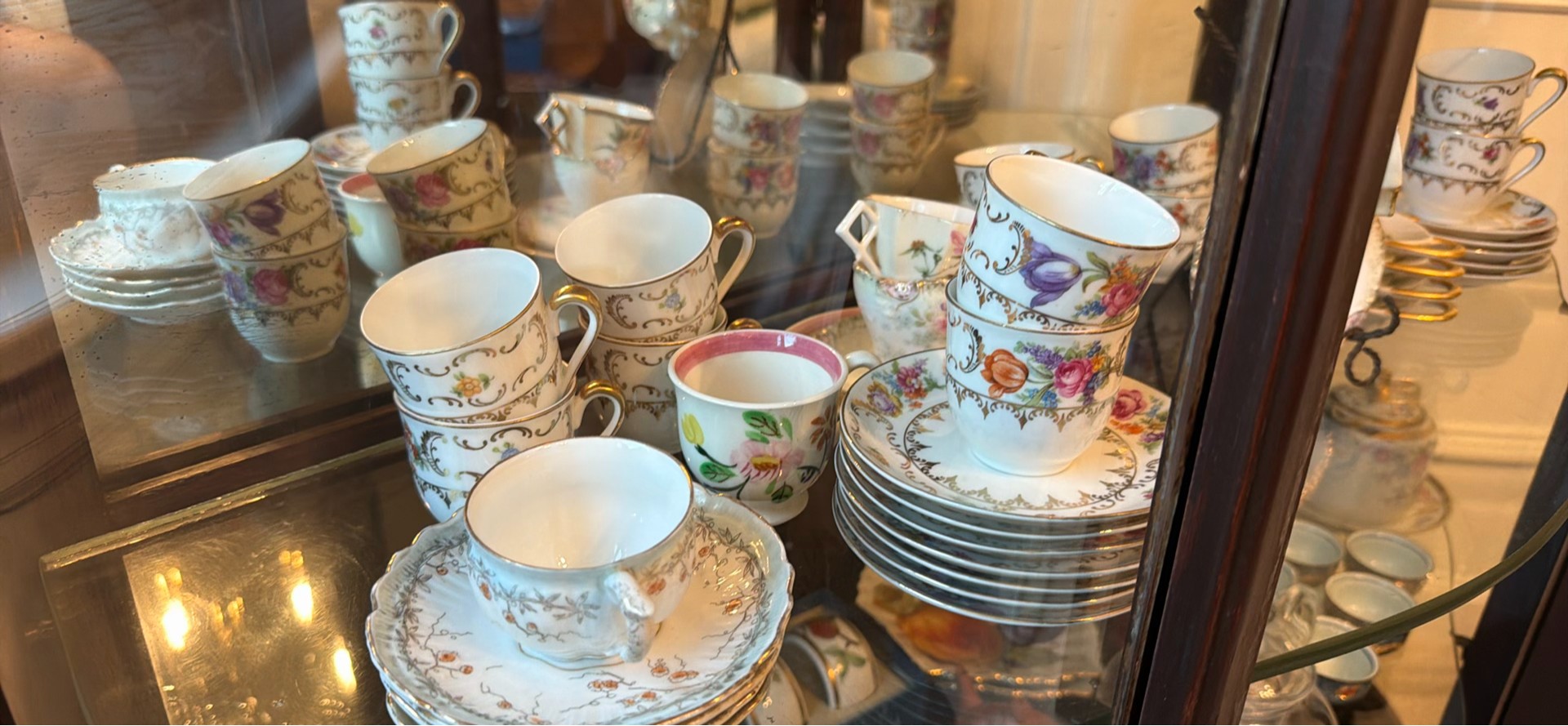 Floral Porcelain Teacups, Saucers, and Serving Pieces - image 3 of 3
