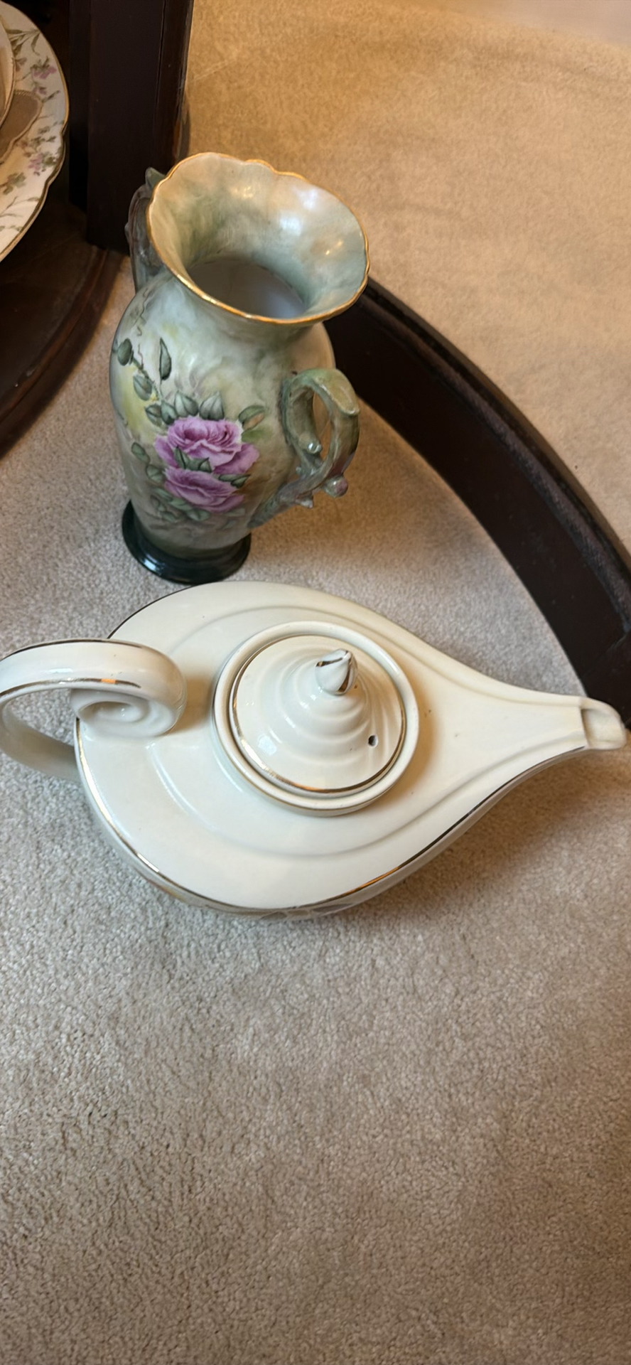 Assorted Decorative China Plates, Teapot, Vase, and Floral Platter - image 2 of 4