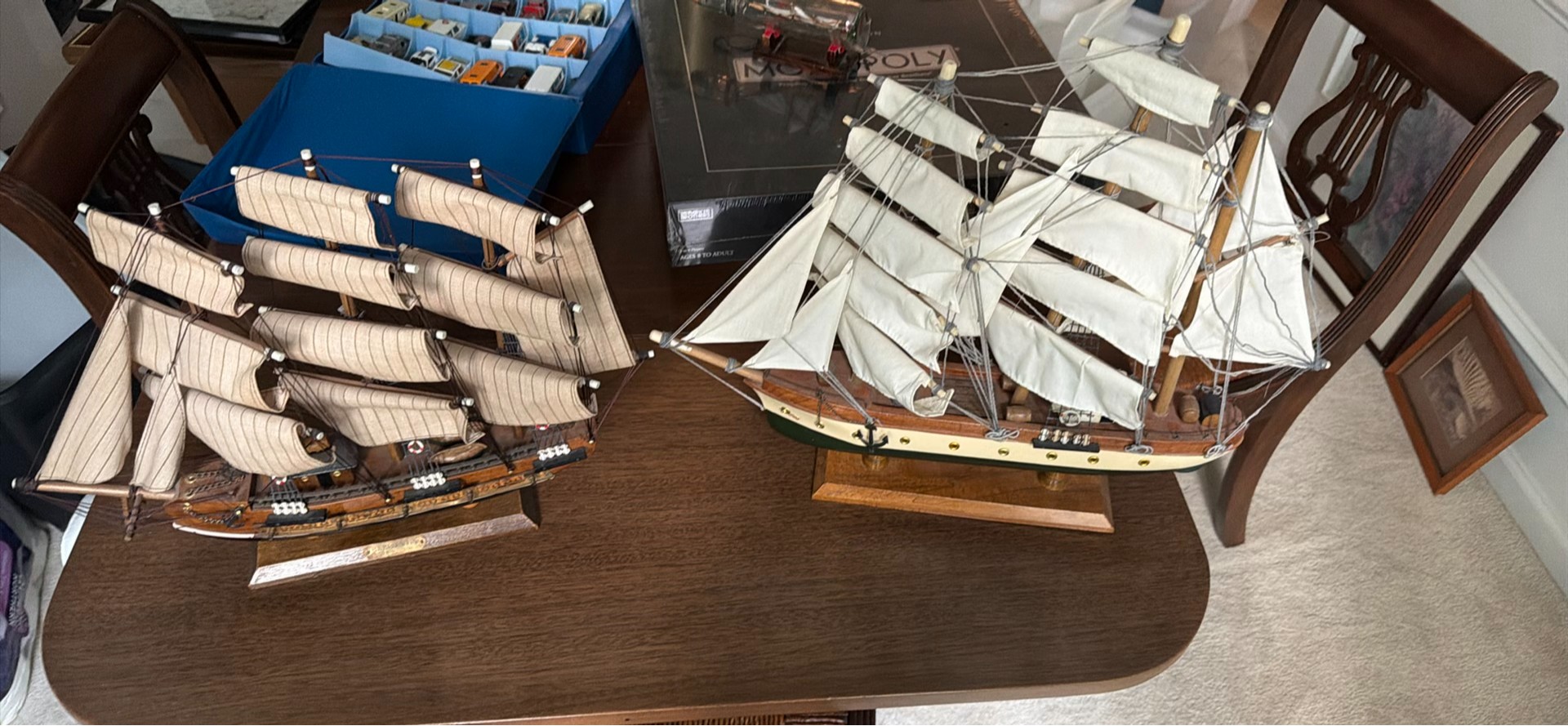 Two Wooden Model Sailing Ships - image 1 of 3
