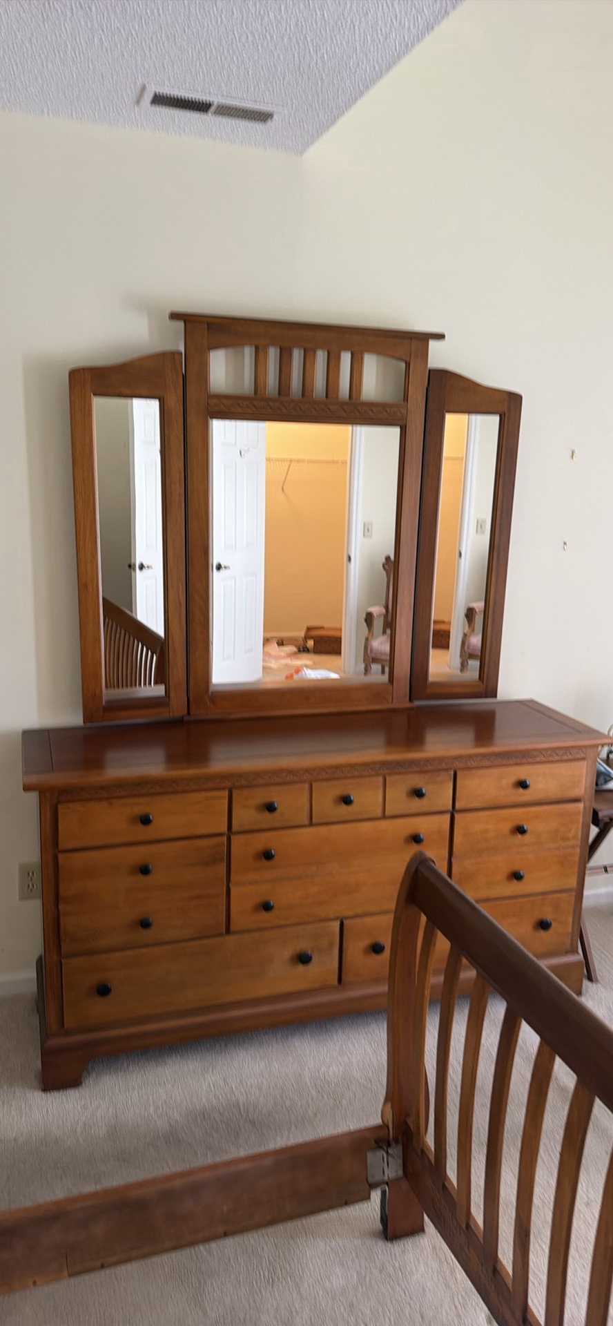 Wooden Dresser with Three-Piece Mirror - image 1 of 3