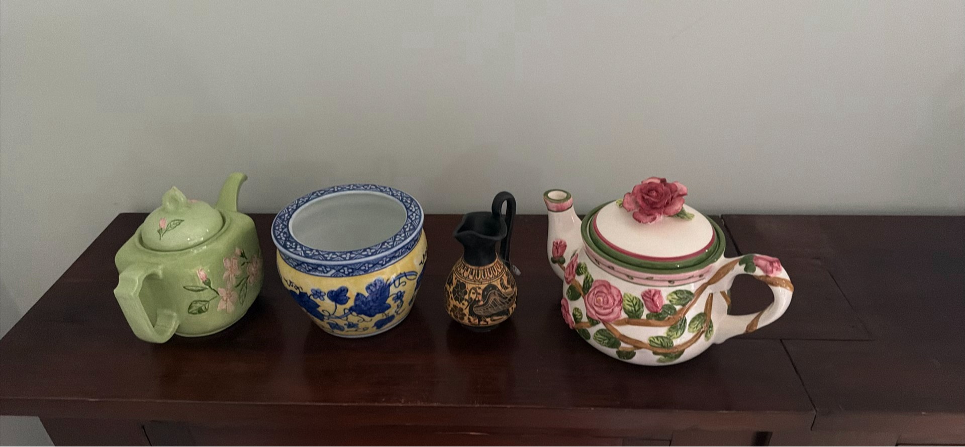 Decorative Ceramic Teapots, Bowl, and Pitcher - image 2 of 2