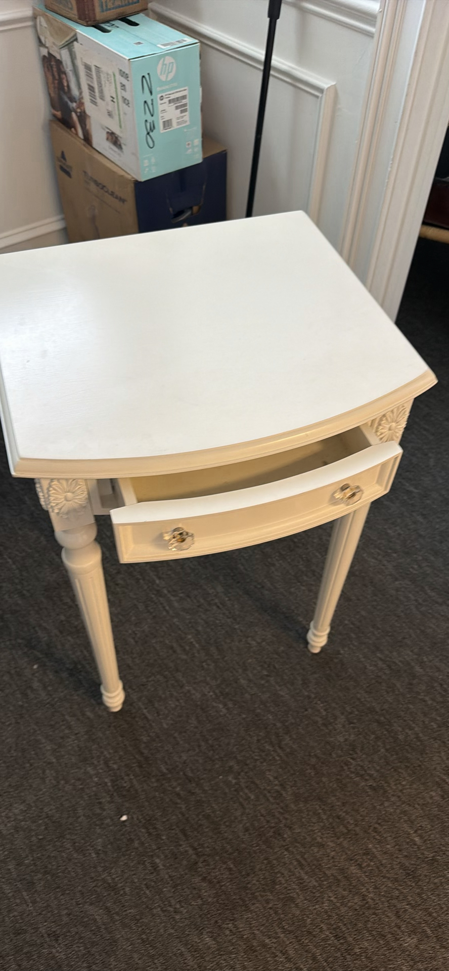White Accent Table with Drawer - image 2 of 2