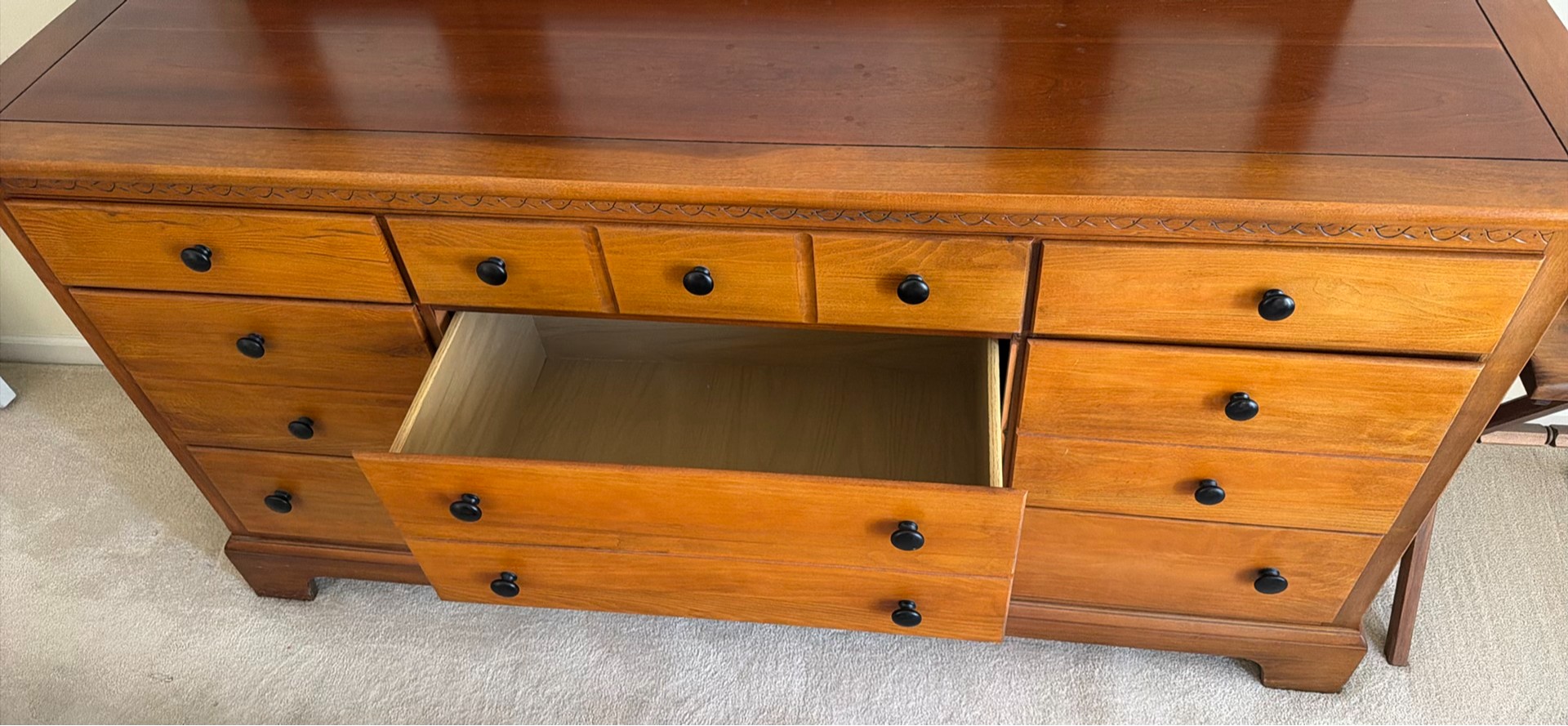 Wooden Dresser with Three-Piece Mirror - image 3 of 3