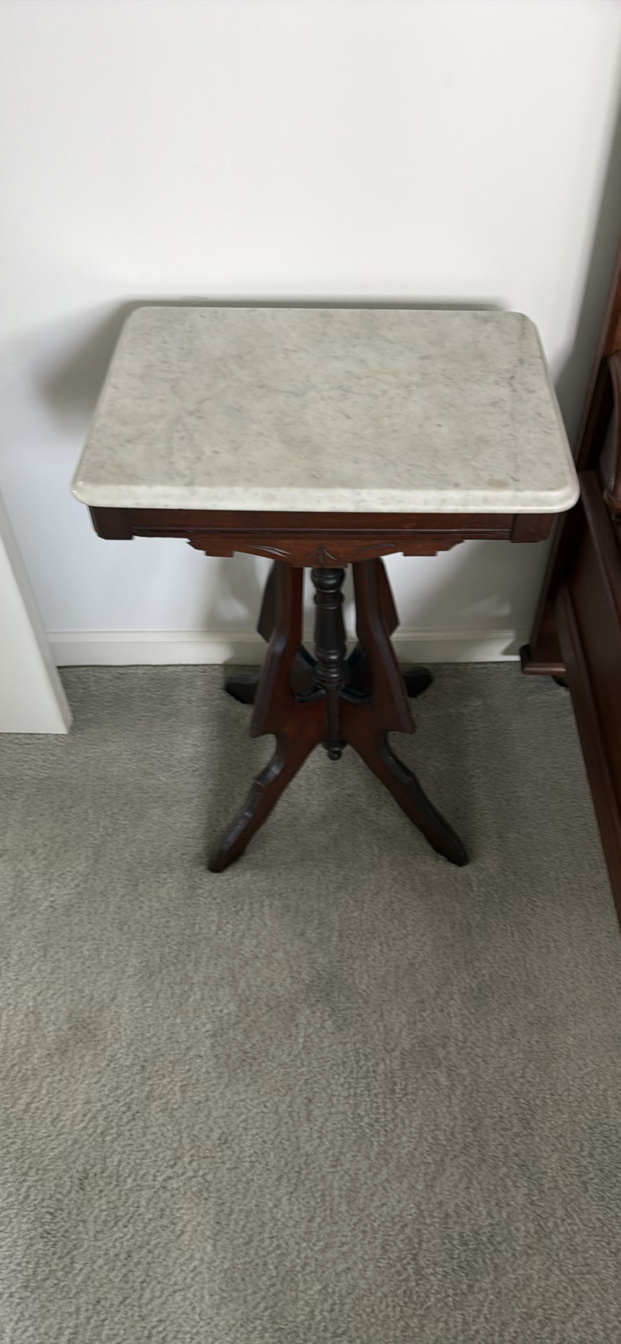 Wood Side Table with Marble Top - image 1 of 2
