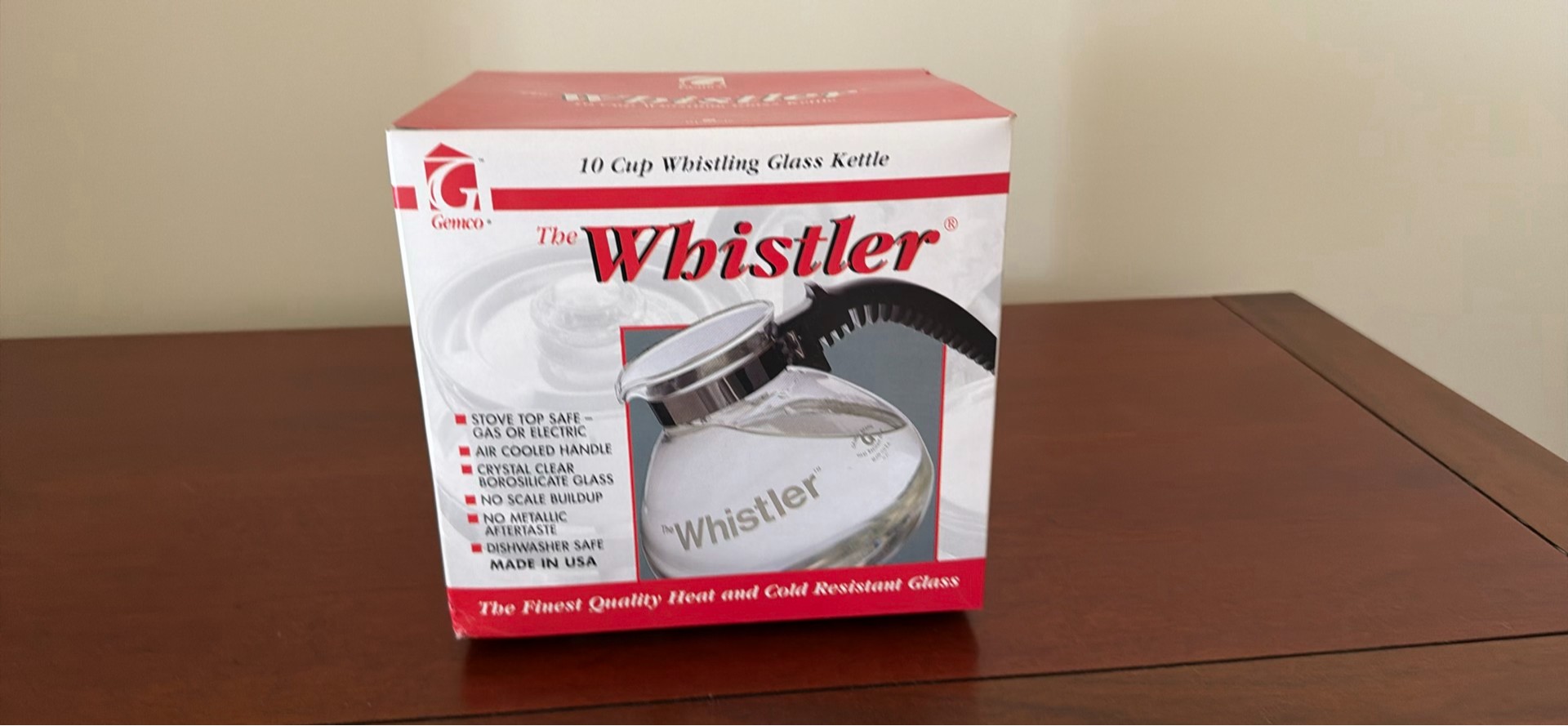 Genco The Whistler 10 Cup Whistling Glass Kettle - image 1 of 3