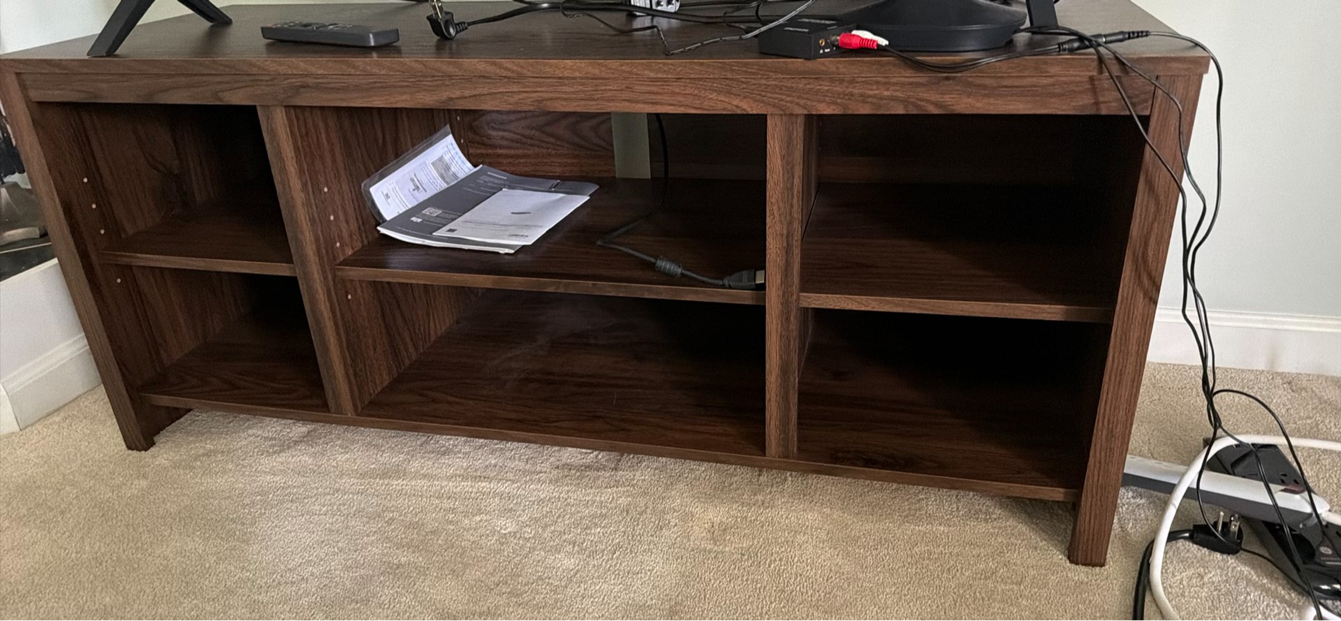 Wood TV Stand with Open Shelving - image 1 of 2