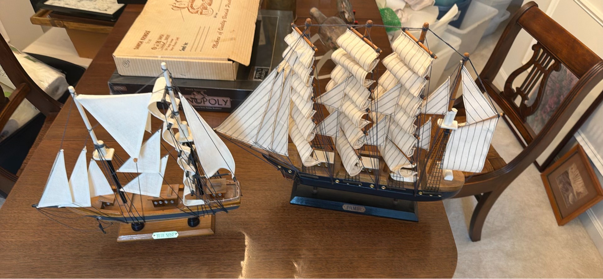 Two Wooden Model Sailboats - image 1 of 3