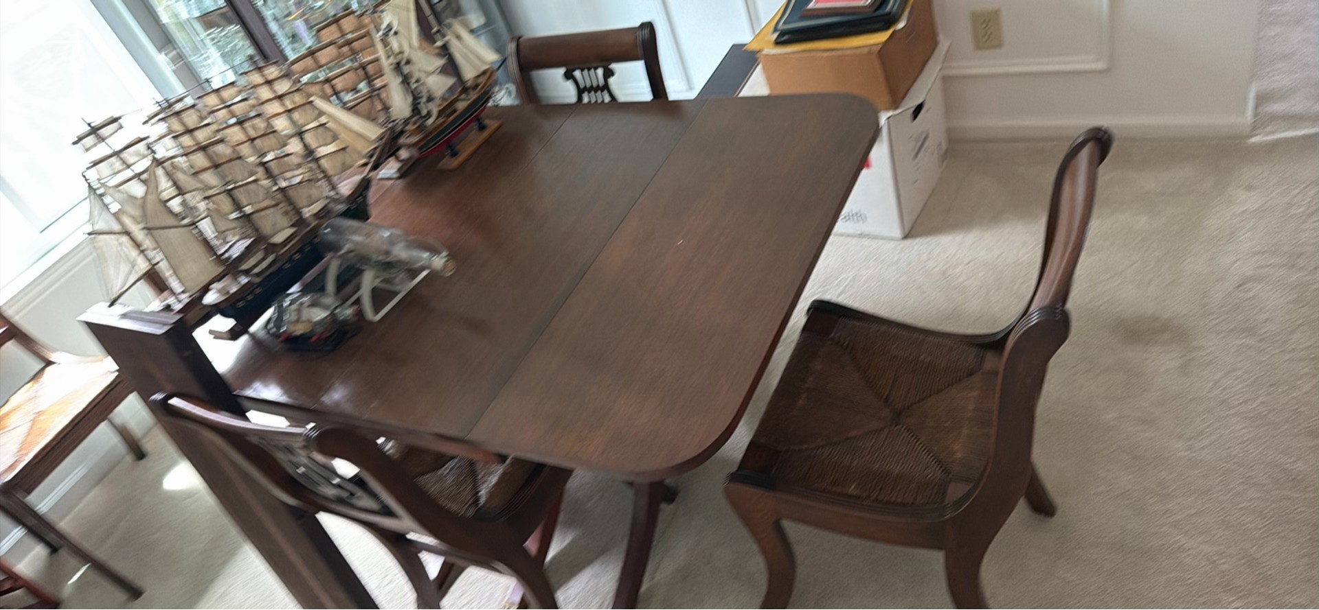 Wooden Dining Table and Four Chairs - image 1 of 4