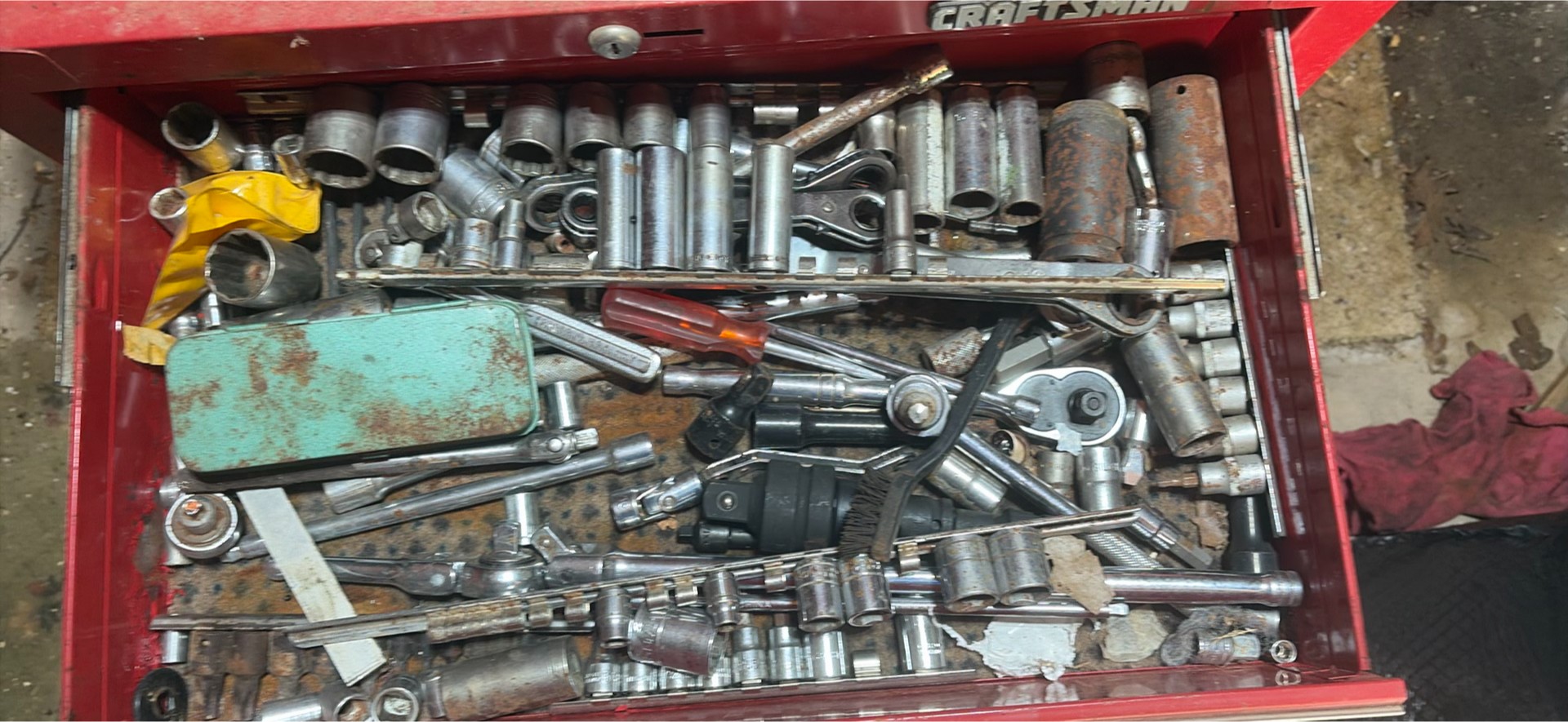 Craftsman red tool chests with assorted hand tools - image 8 of 10