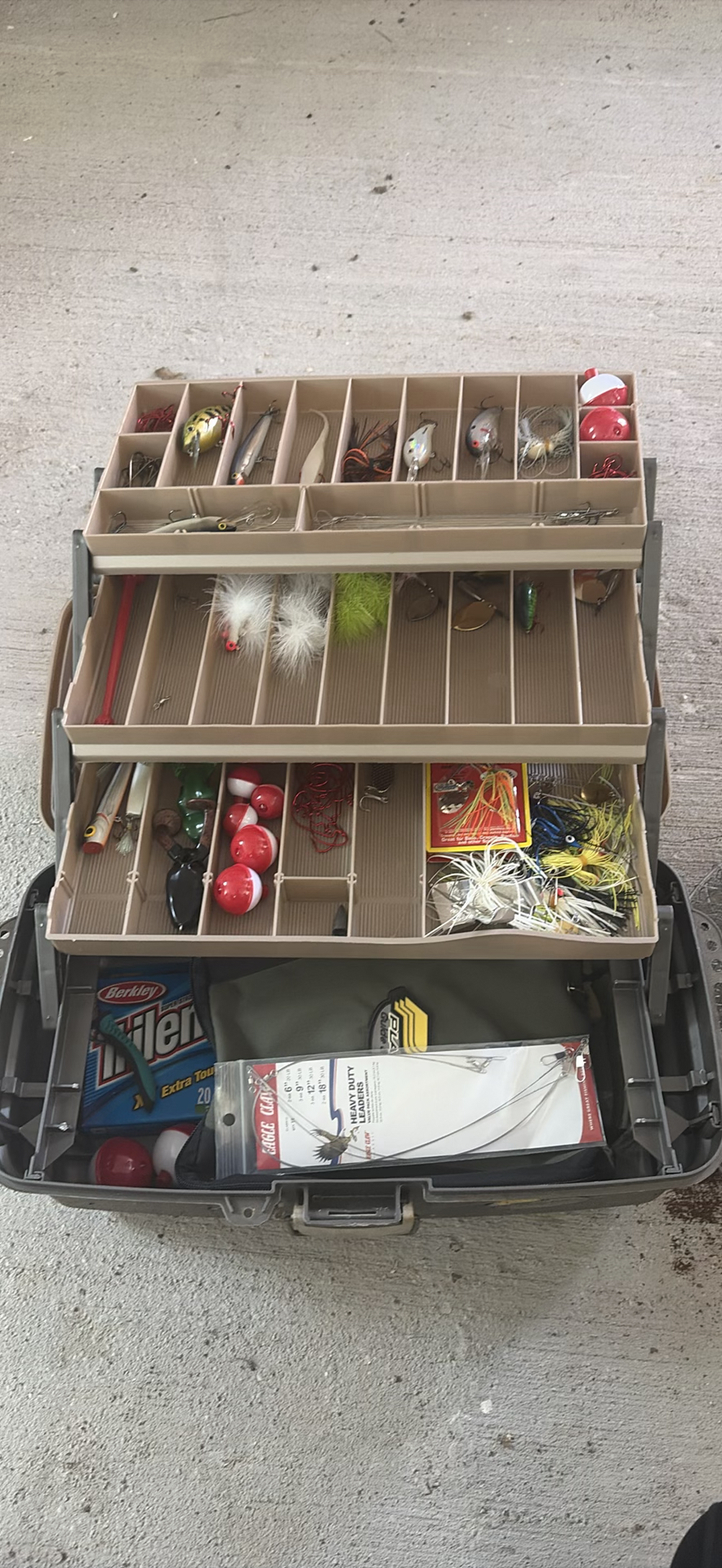 Fishing tackle box with lures and fishing rods - image 2 of 13