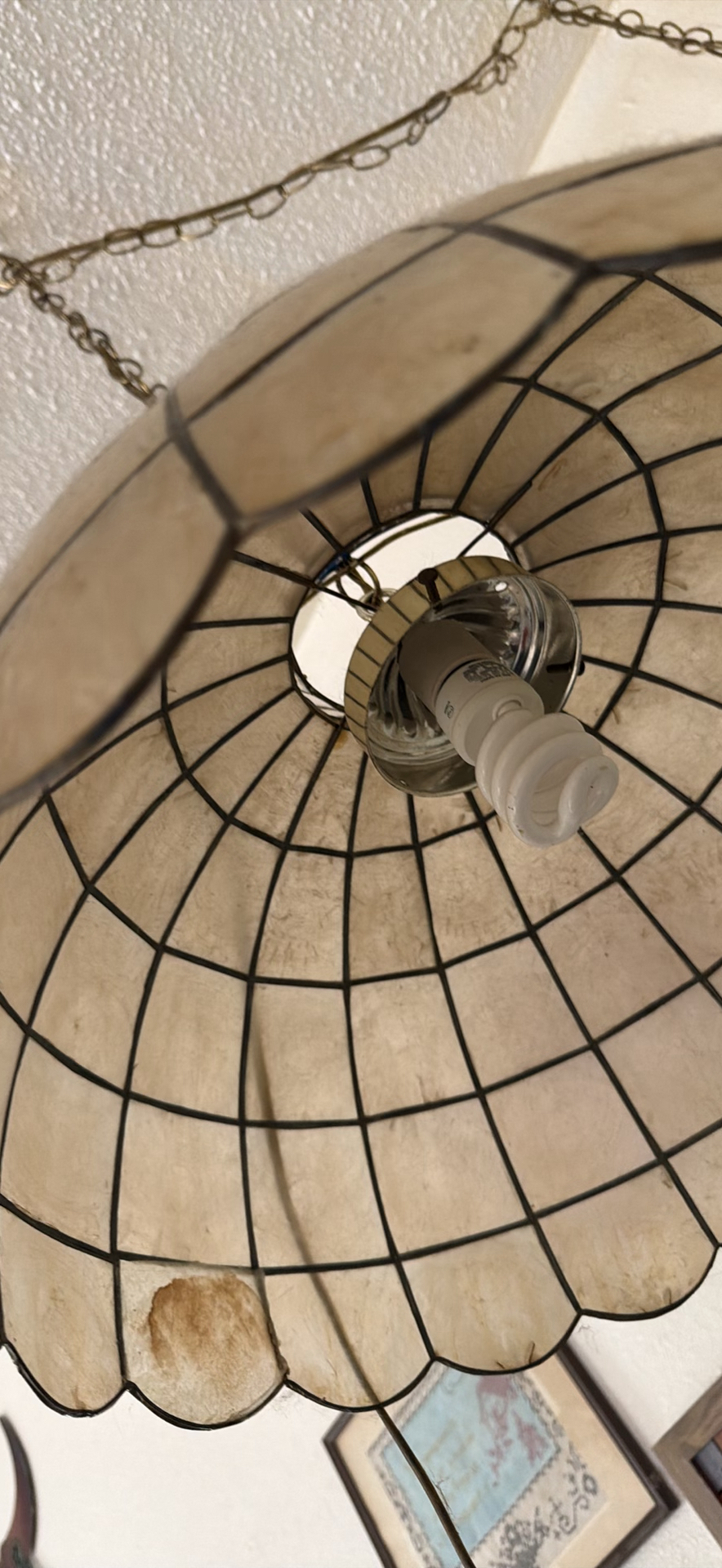 Hanging scalloped glass pendant lamp - image 3 of 4
