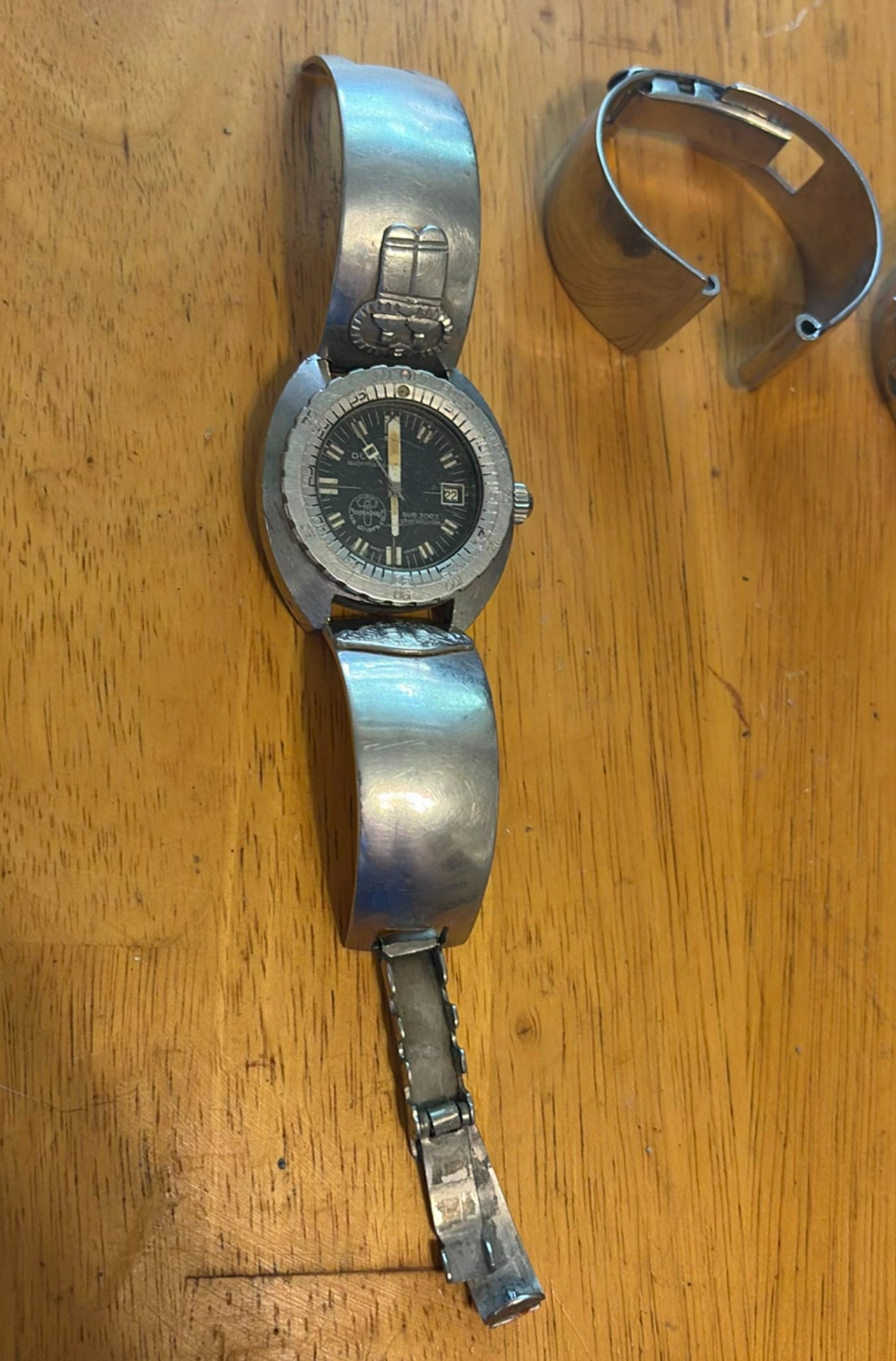 Antique Divers Watch cuff watch and engraved bracelet cuffs - image 1 of 5