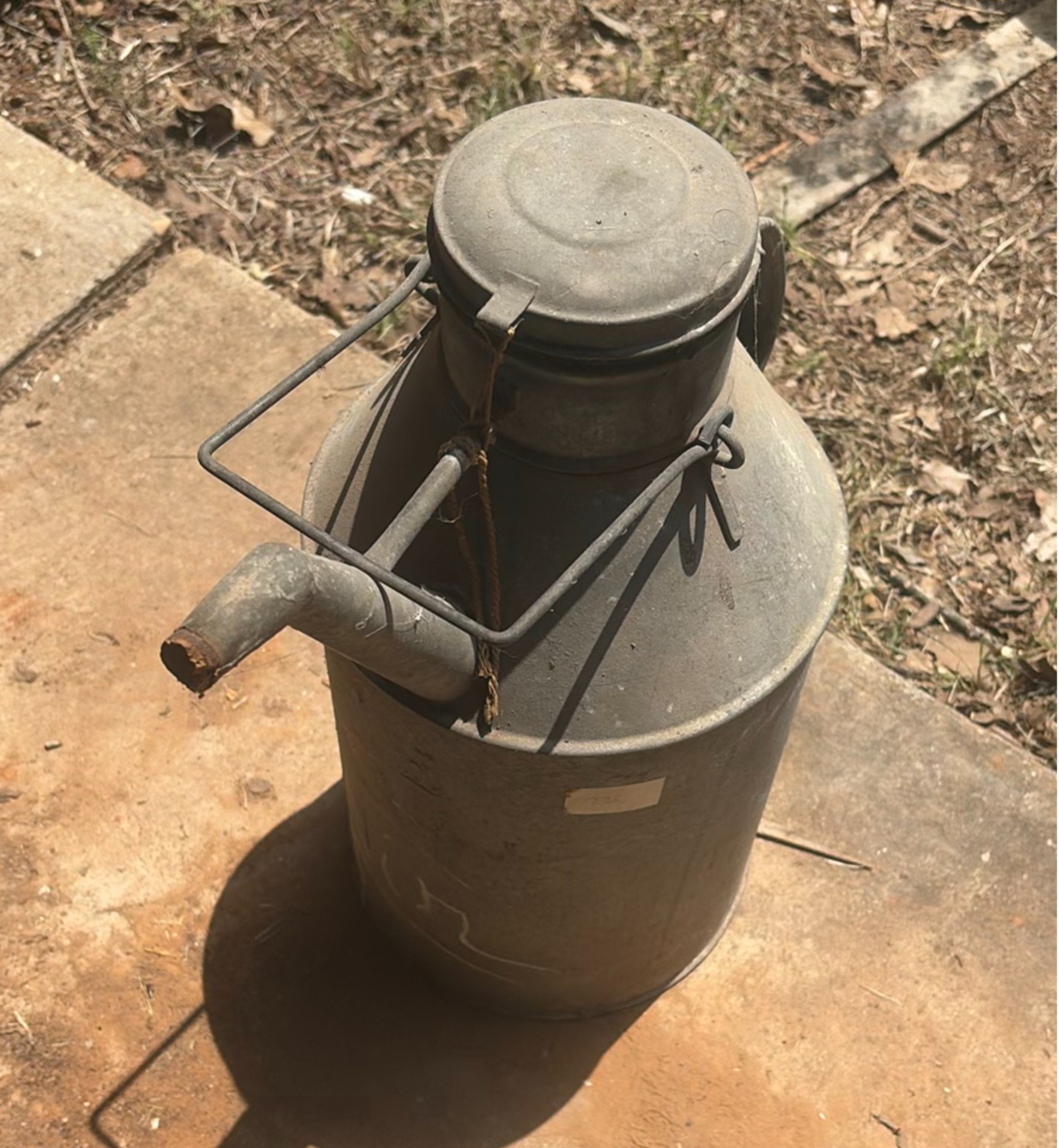 Vintage galvanized milk can with spout and lid - image 2 of 5