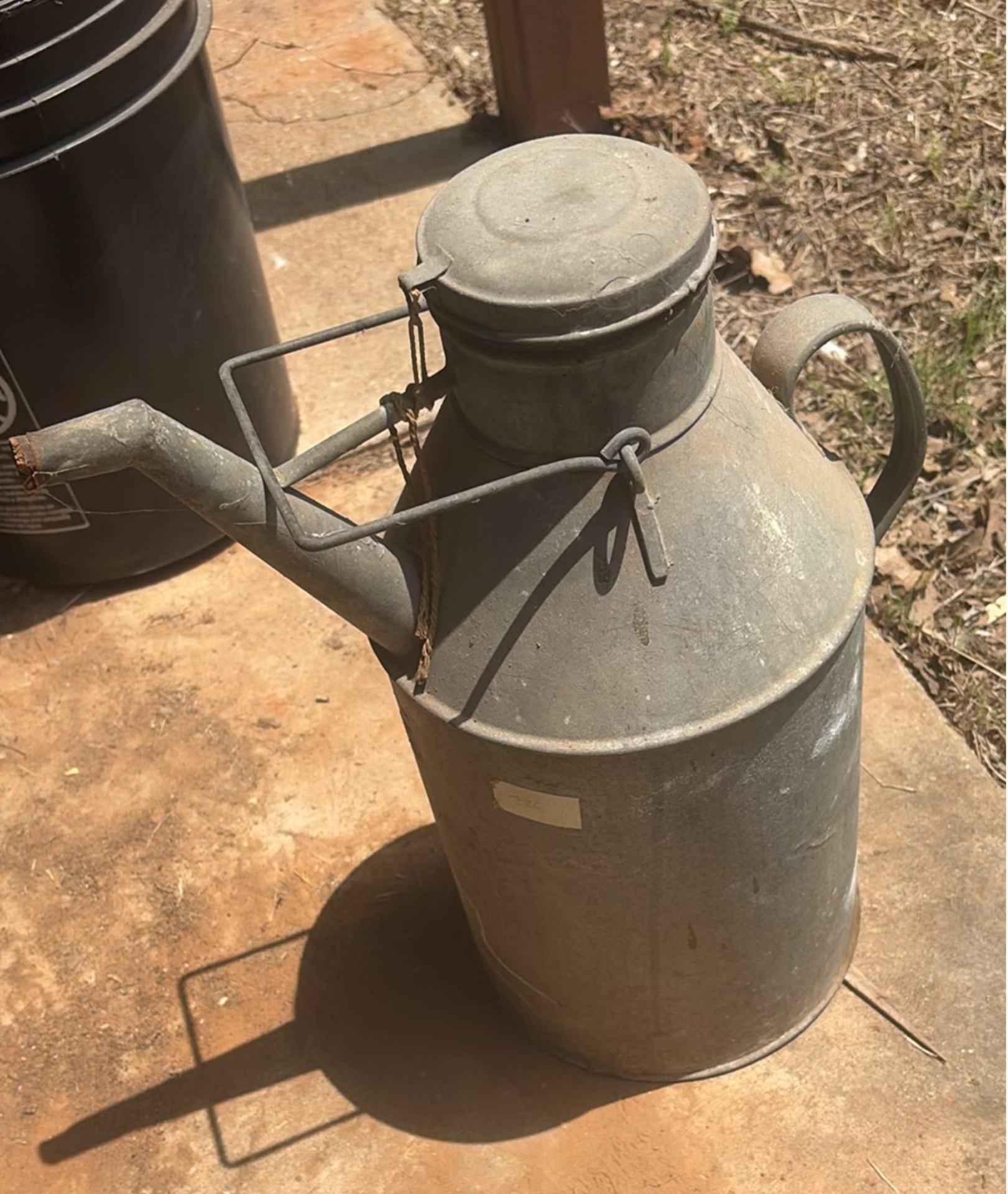 Vintage galvanized milk can with spout and lid - image 1 of 5
