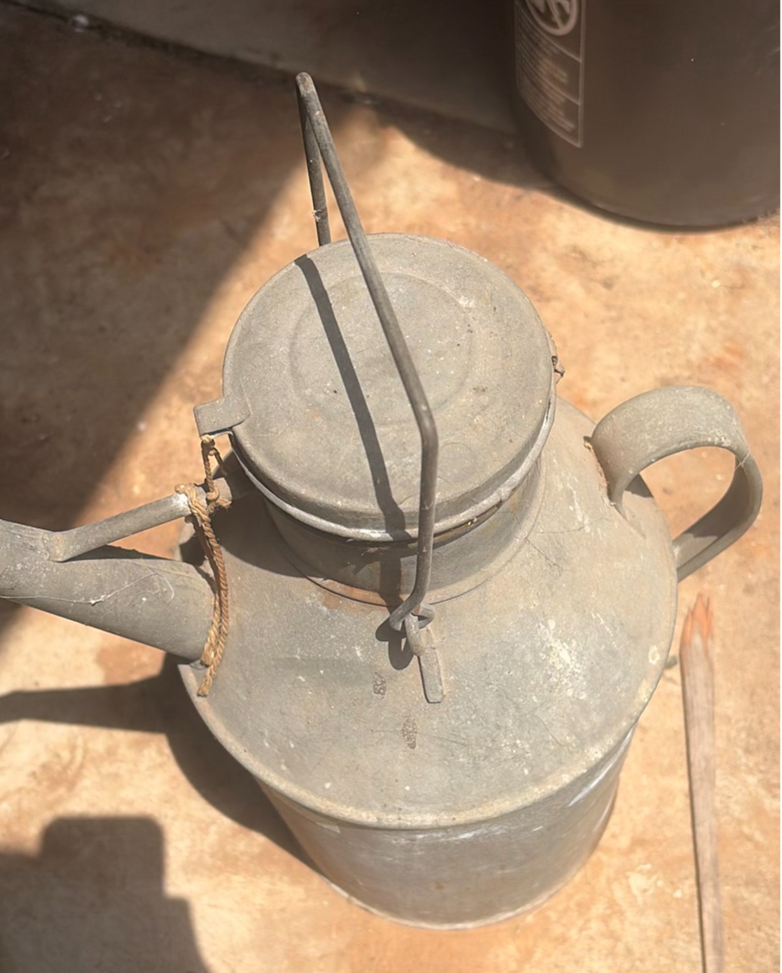 Vintage galvanized milk can with spout and lid - image 5 of 5