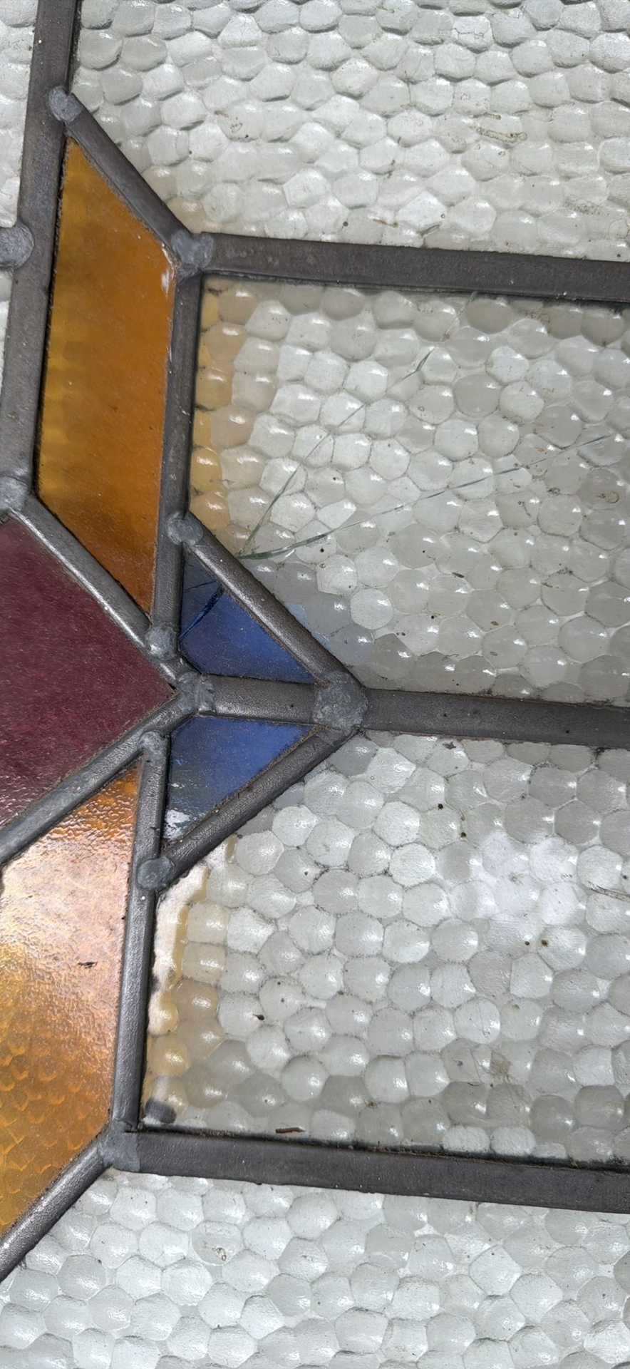 Three stained glass window panels with geometric designs - image 6 of 7