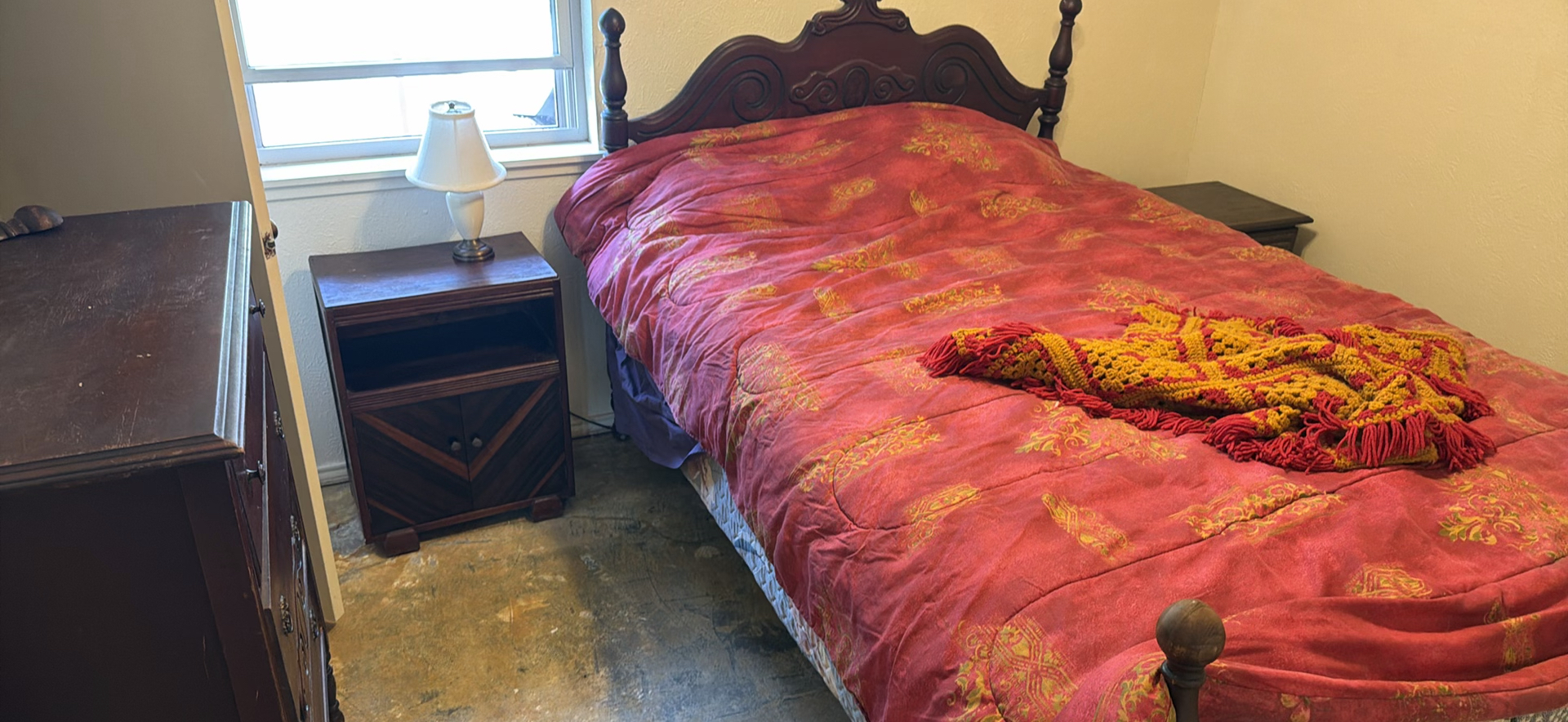 Antique dark wood bedroom furniture set - image 1 of 10