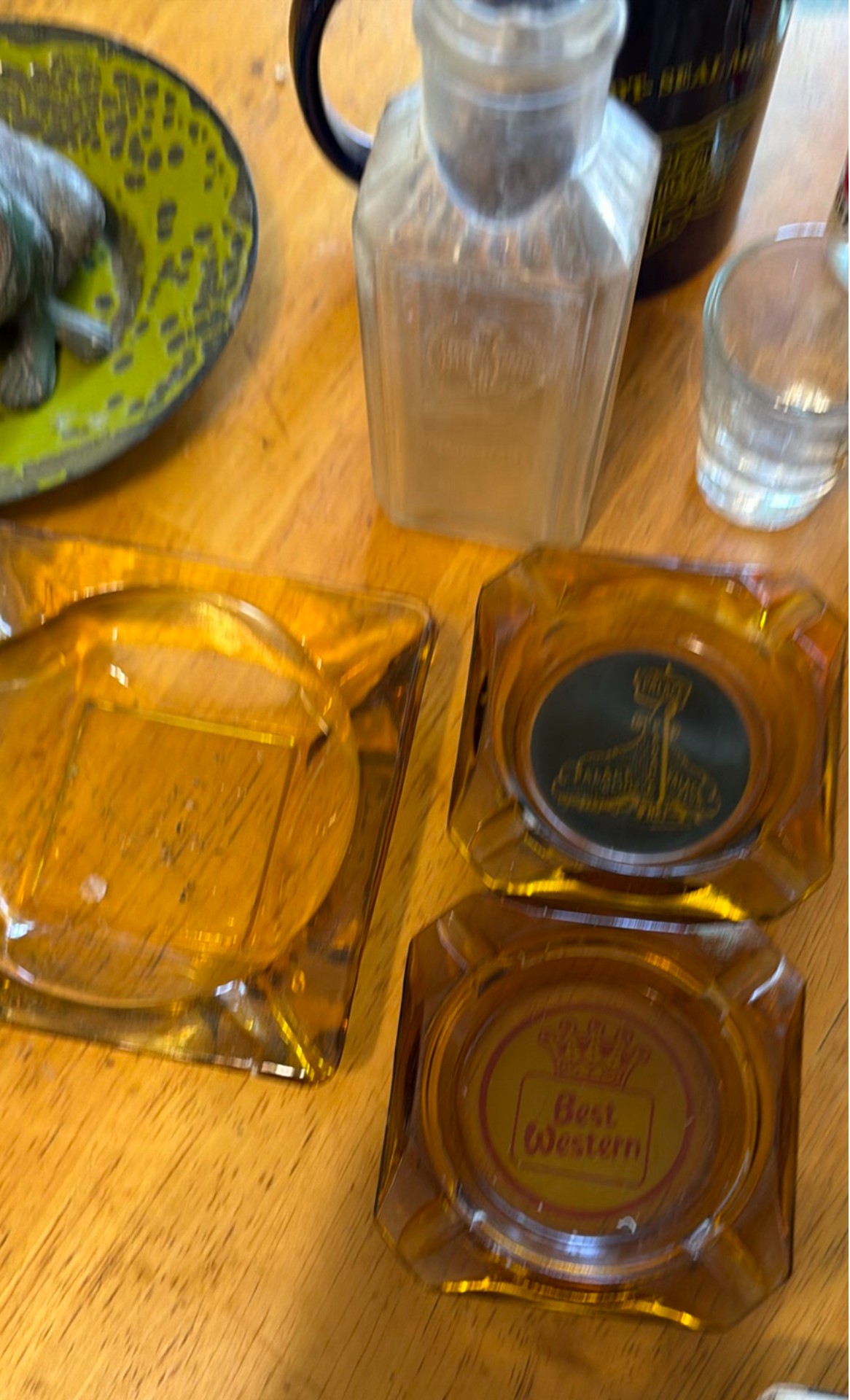 Assorted vintage glass, décor, and a miniature sewing machine - image 3 of 9