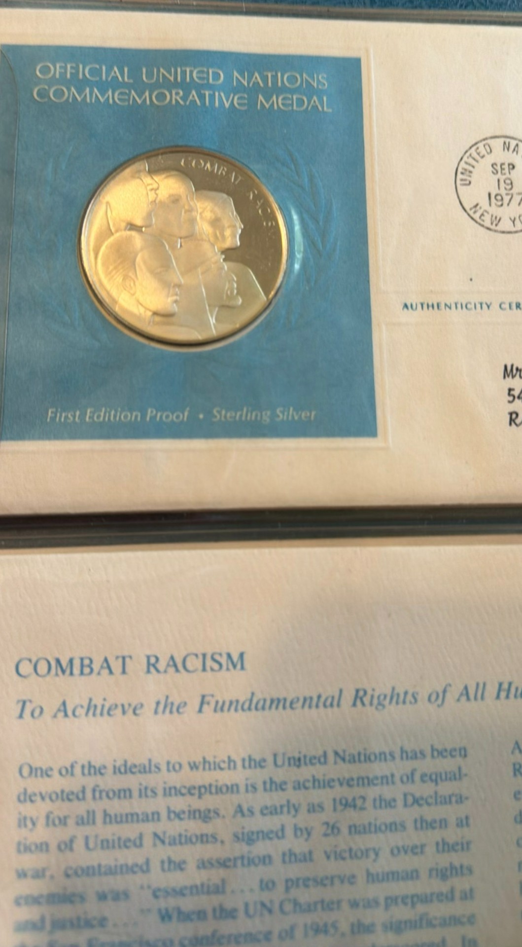 Official United Nations Commemorative Medal – First Edition Proof Silver Collection - image 6 of 7