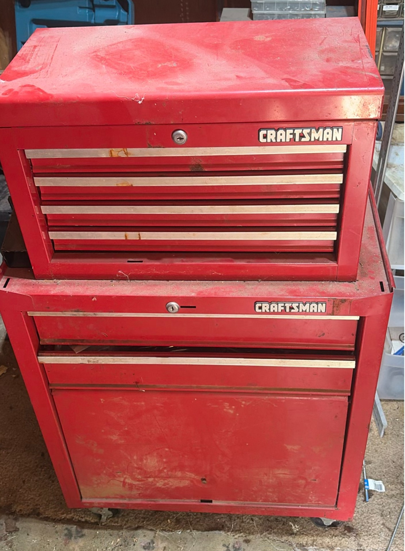 Craftsman red tool chests with assorted hand tools - image 2 of 10