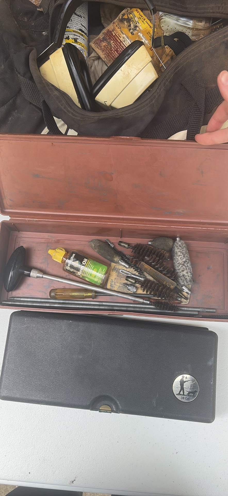 Assorted tools, Gun Cleaning Kits, and vintage memorabilia - image 2 of 17