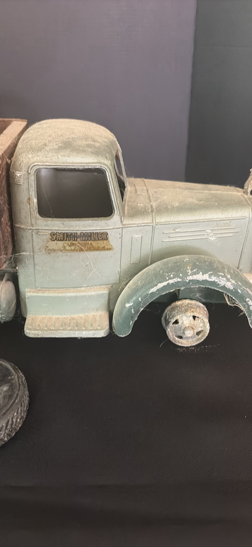Vintage metal toy trucks with wooden flatbed and accessories - image 5 of 6