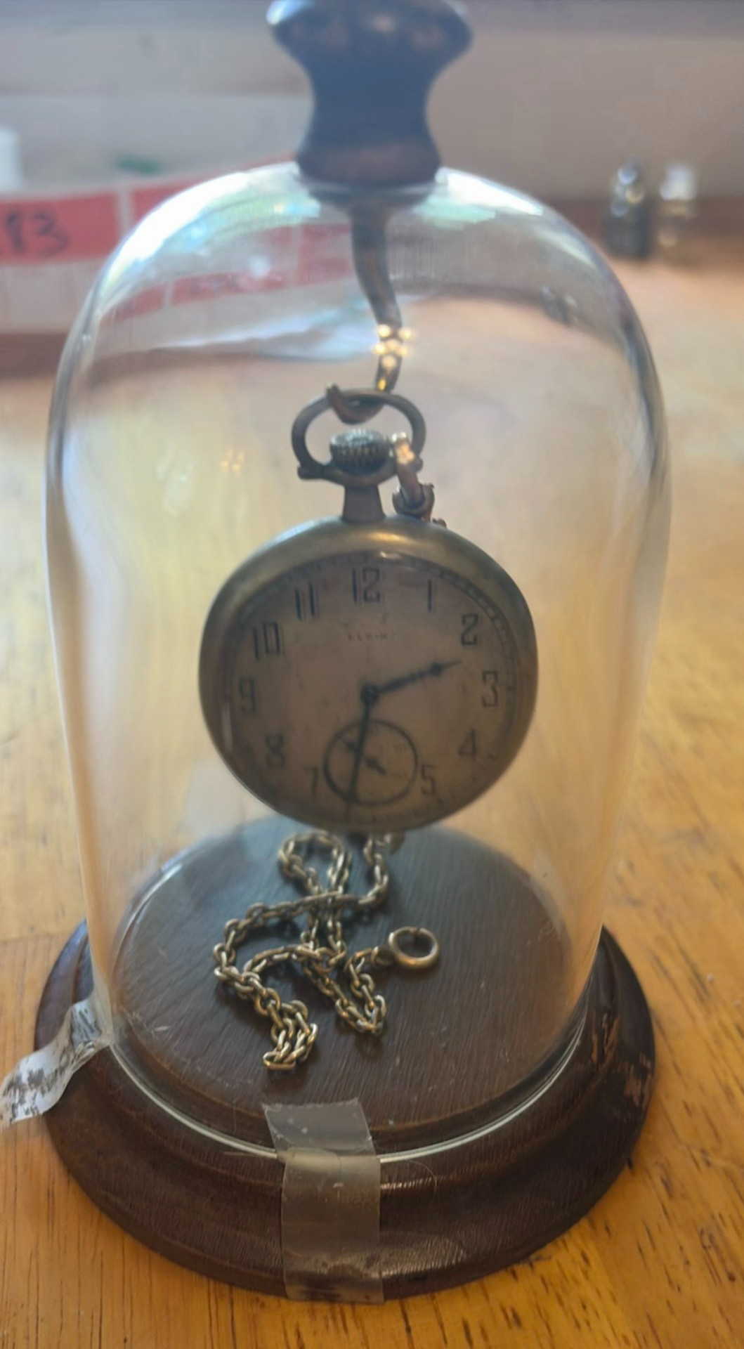 Antique pocket watch under glass dome - image 2 of 3