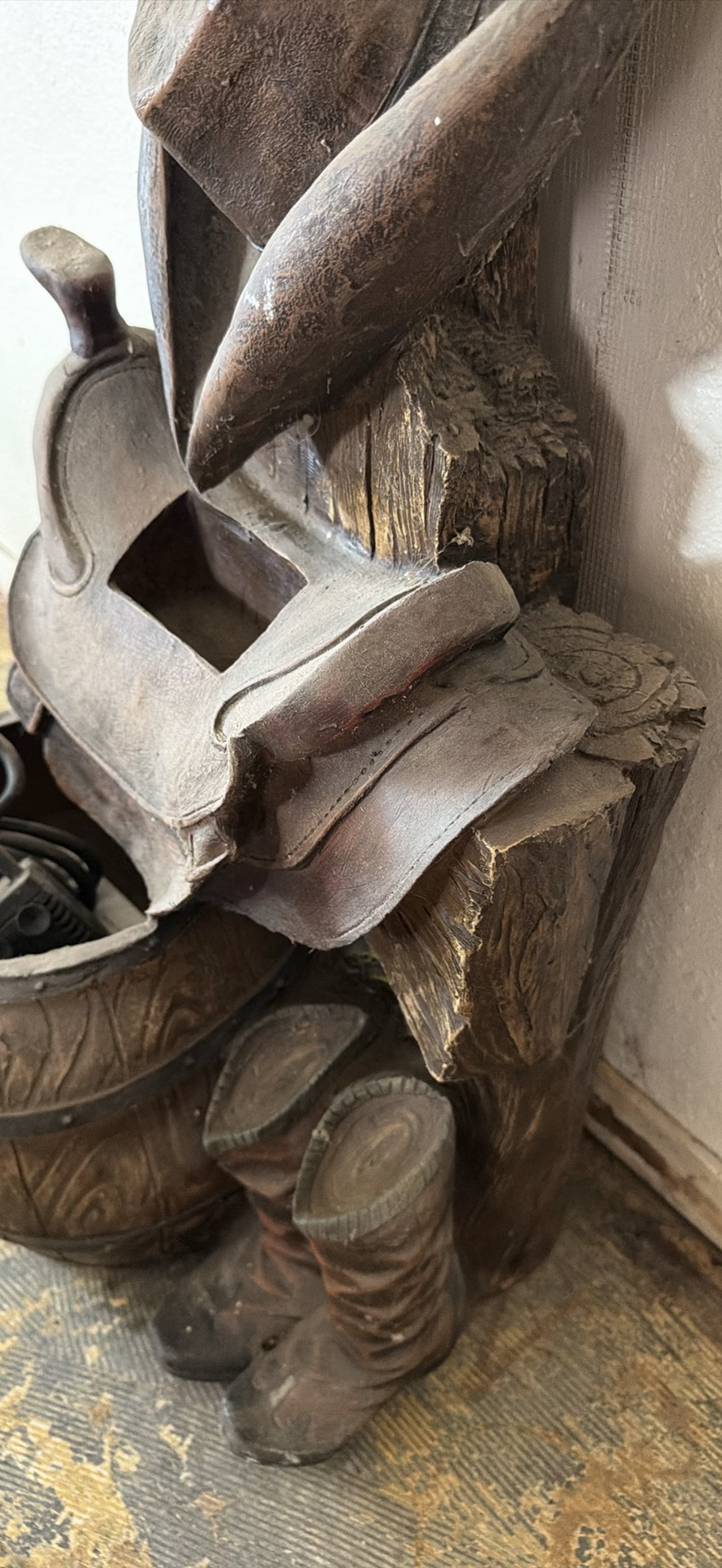 Rustic cowboy figure sculpture with hat and boots - image 3 of 4