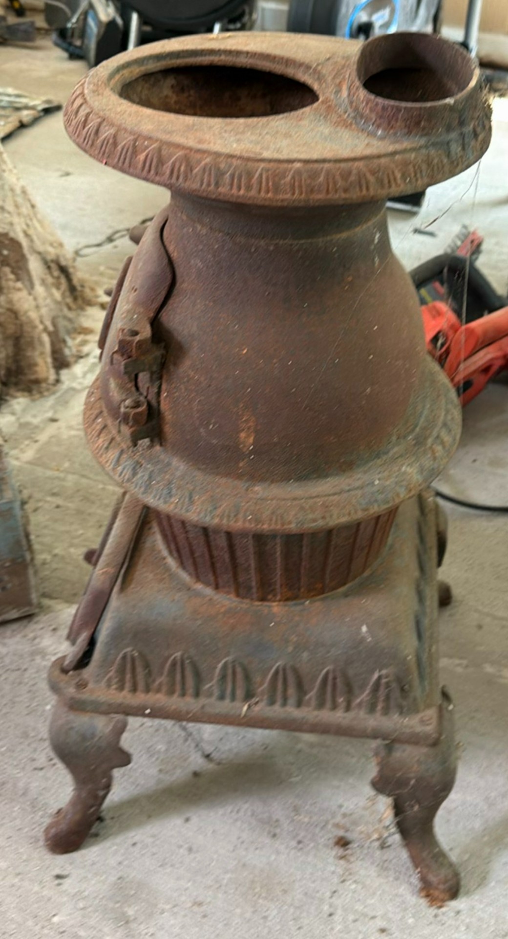 Antique cast-iron pot-bellied stove - image 1 of 5