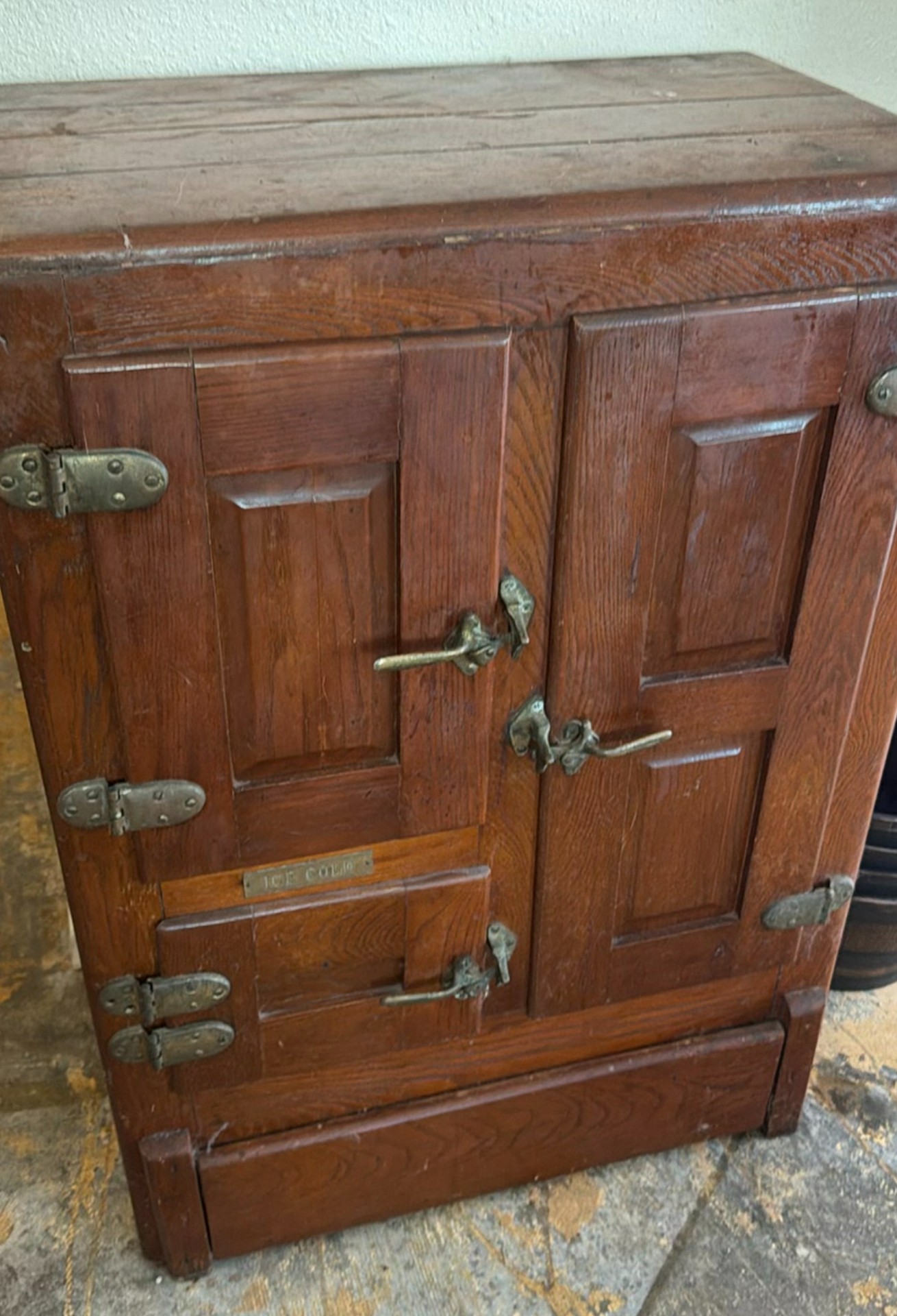 Antique wooden icebox cabinet - image 1 of 6