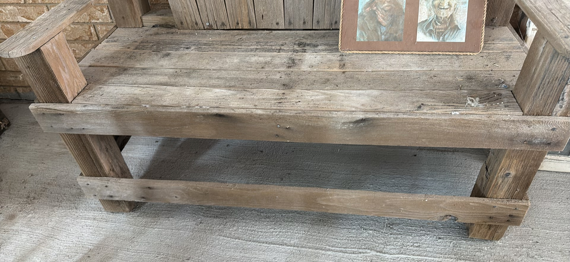 Rustic wooden chair with four-photo collage frame - image 4 of 5