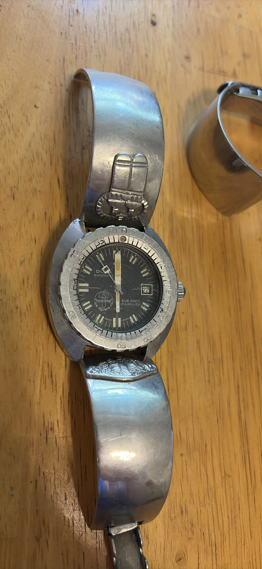 Antique Divers Watch cuff watch and engraved bracelet cuffs - image 2 of 5
