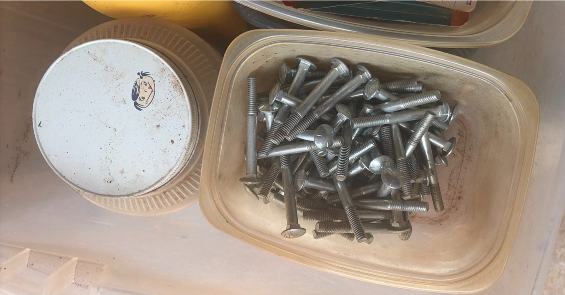Assorted metal hardware and fasteners in plastic bins - image 4 of 7
